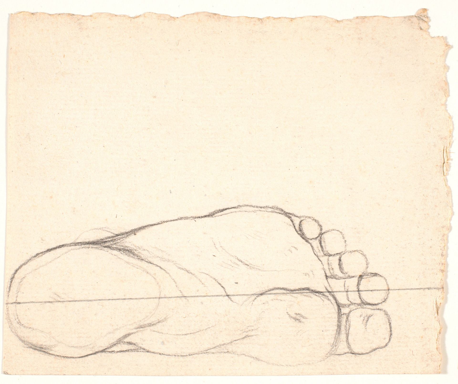Skitse af en fod set fra neden. Hælen t.v. by Nicolai Abildgaard