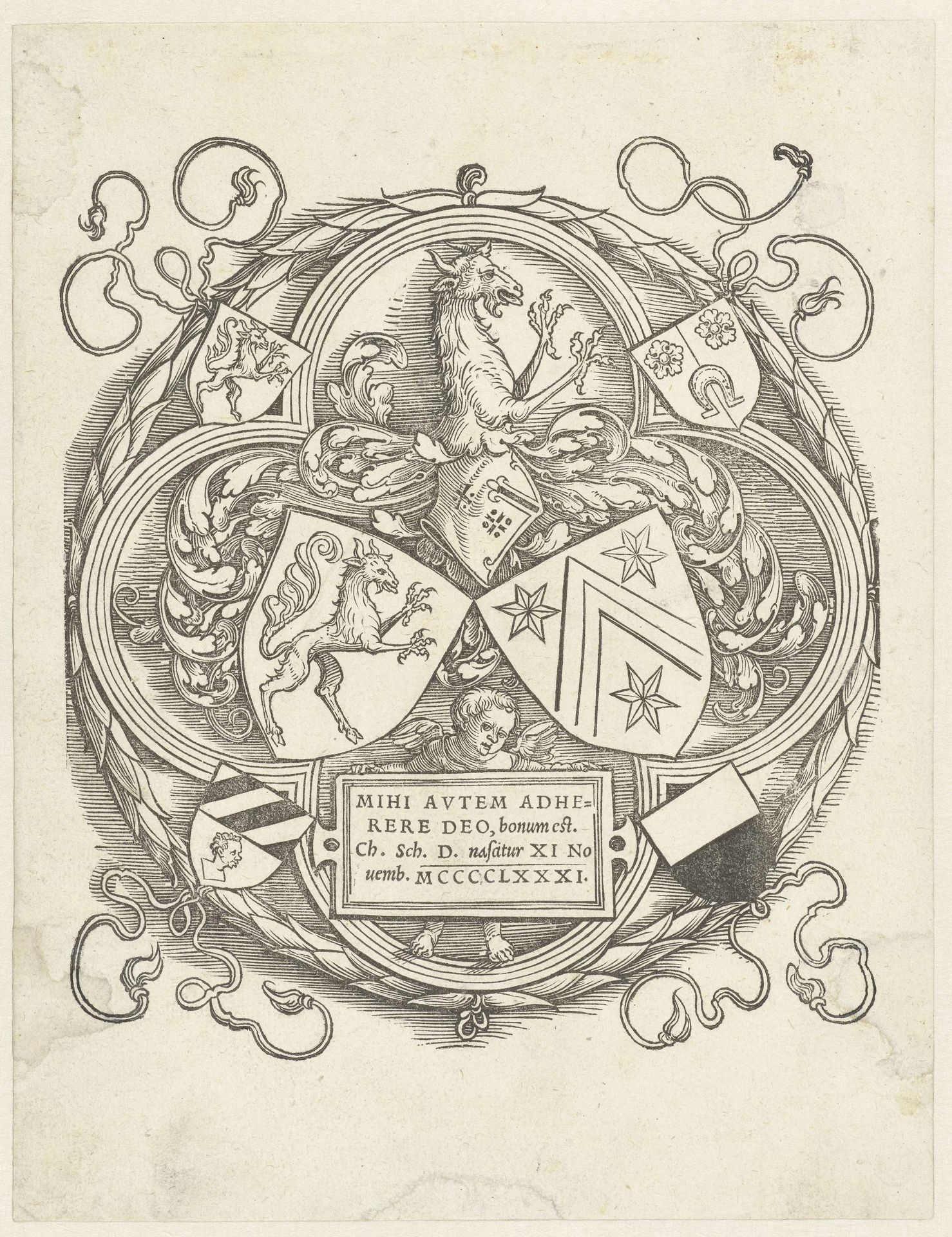 Wapens van de families Scheurl en Zinger by Albrecht Durer