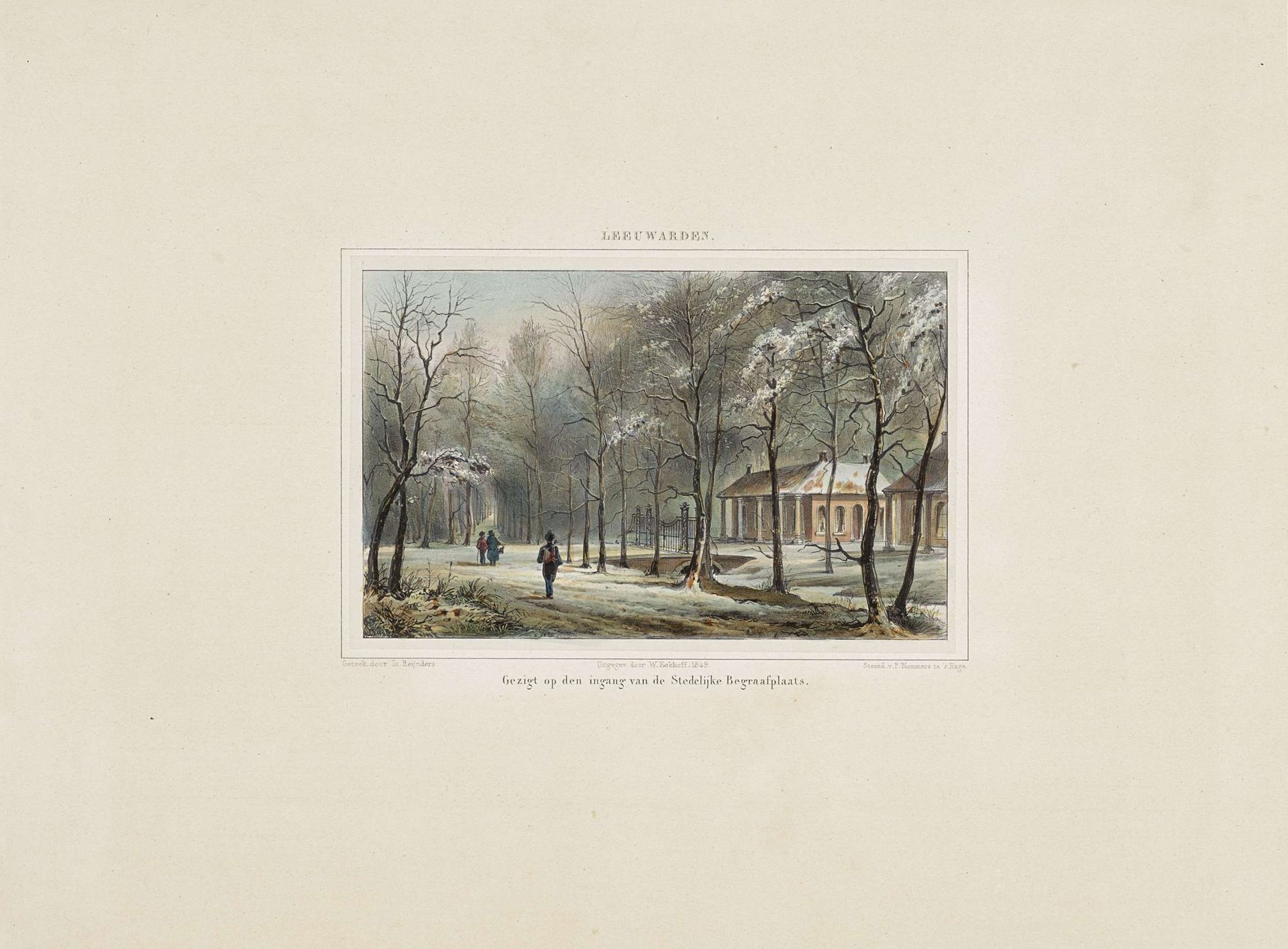 Begraafplaats in Leeuwarden by Isaac Reijnders Sz.
