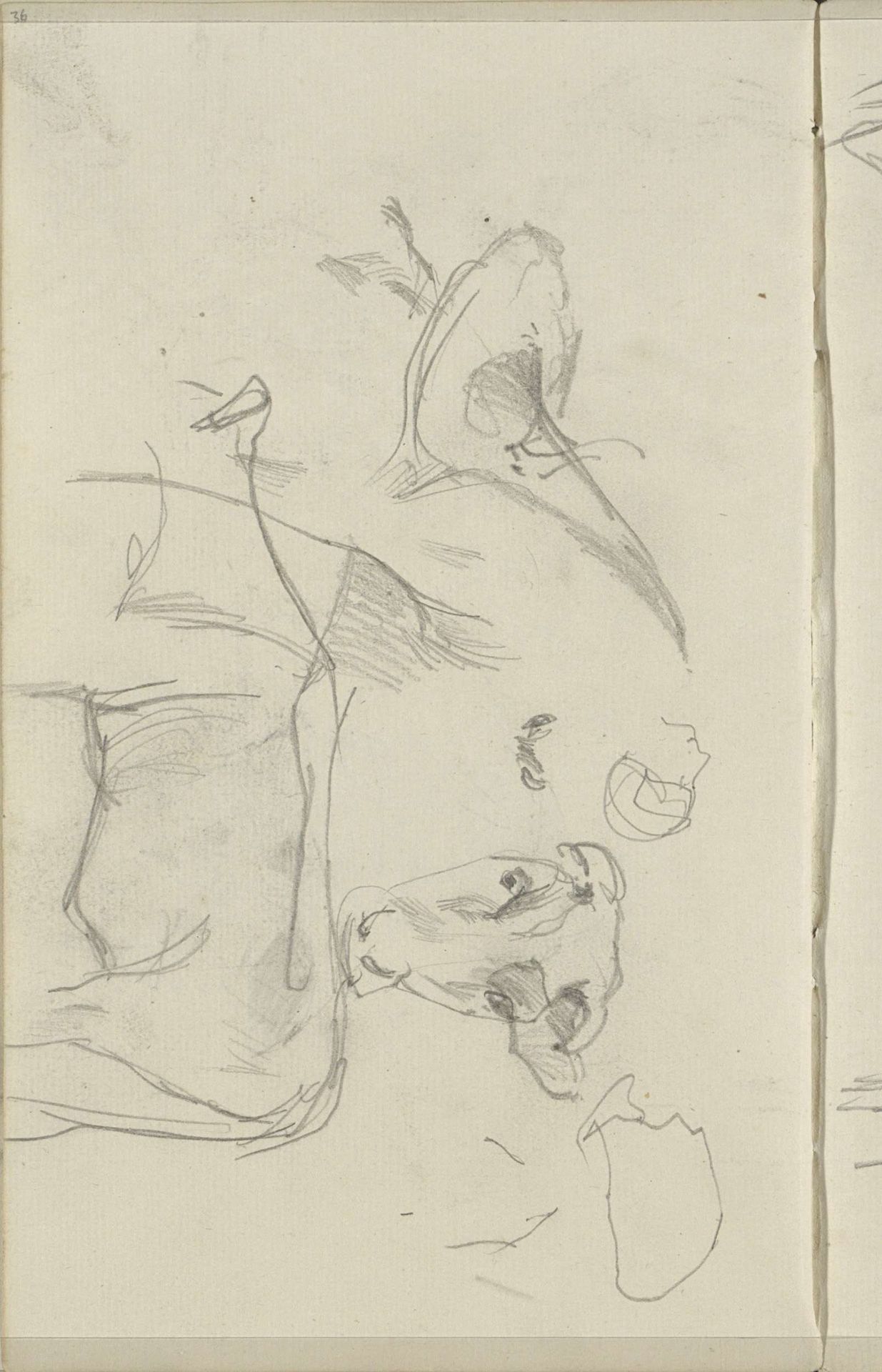 Studieblad met koeien, een vogel en een hoofd by George Hendrik Breitner