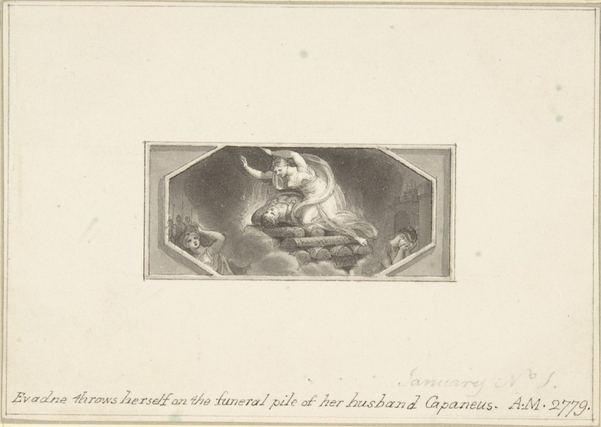 Evadne throws herself on the Funeral Pile of her Husband Capaneus by Edward Francis Burney