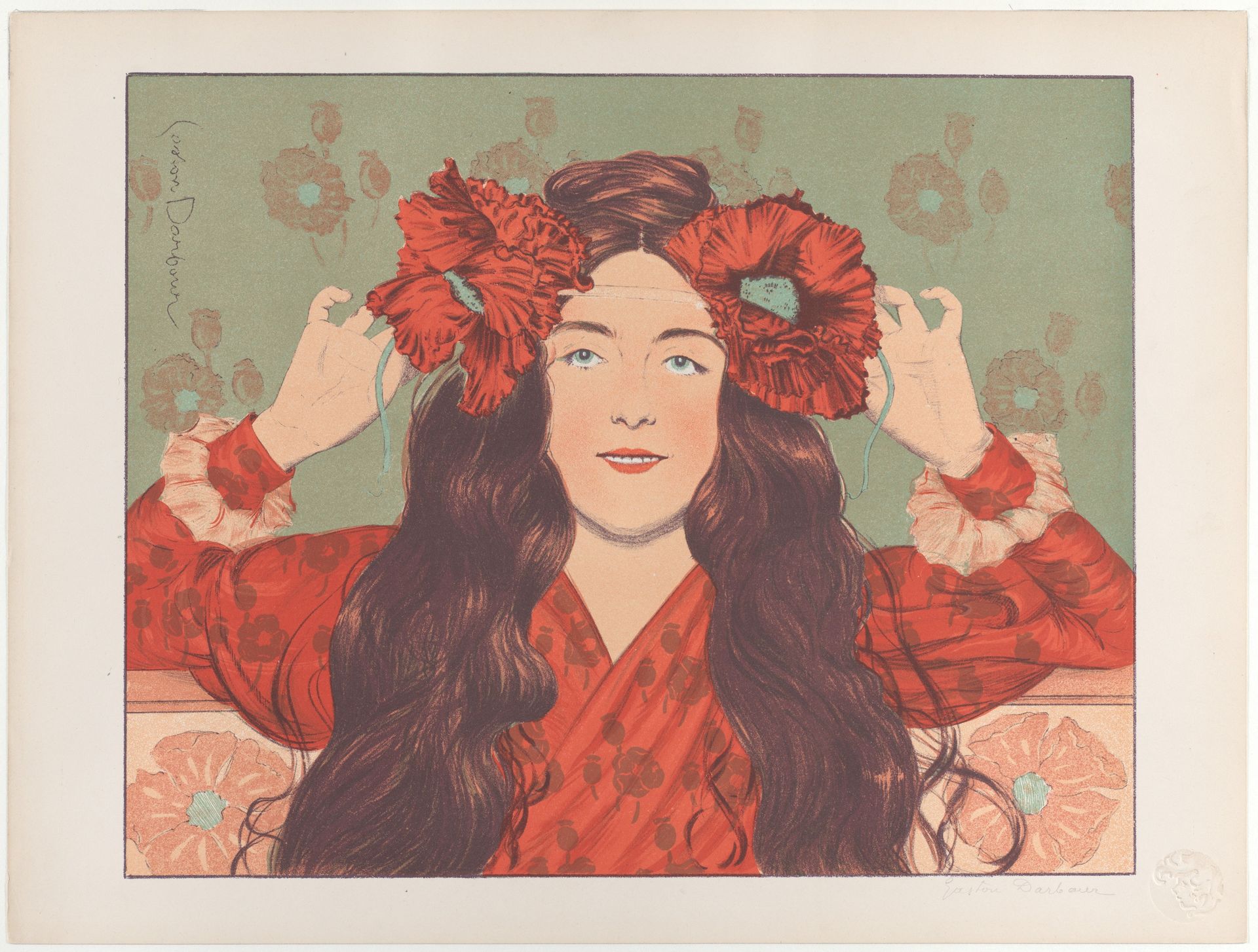 Woman with poppies, from "L'Estampe Moderne" by Gaston Darbour