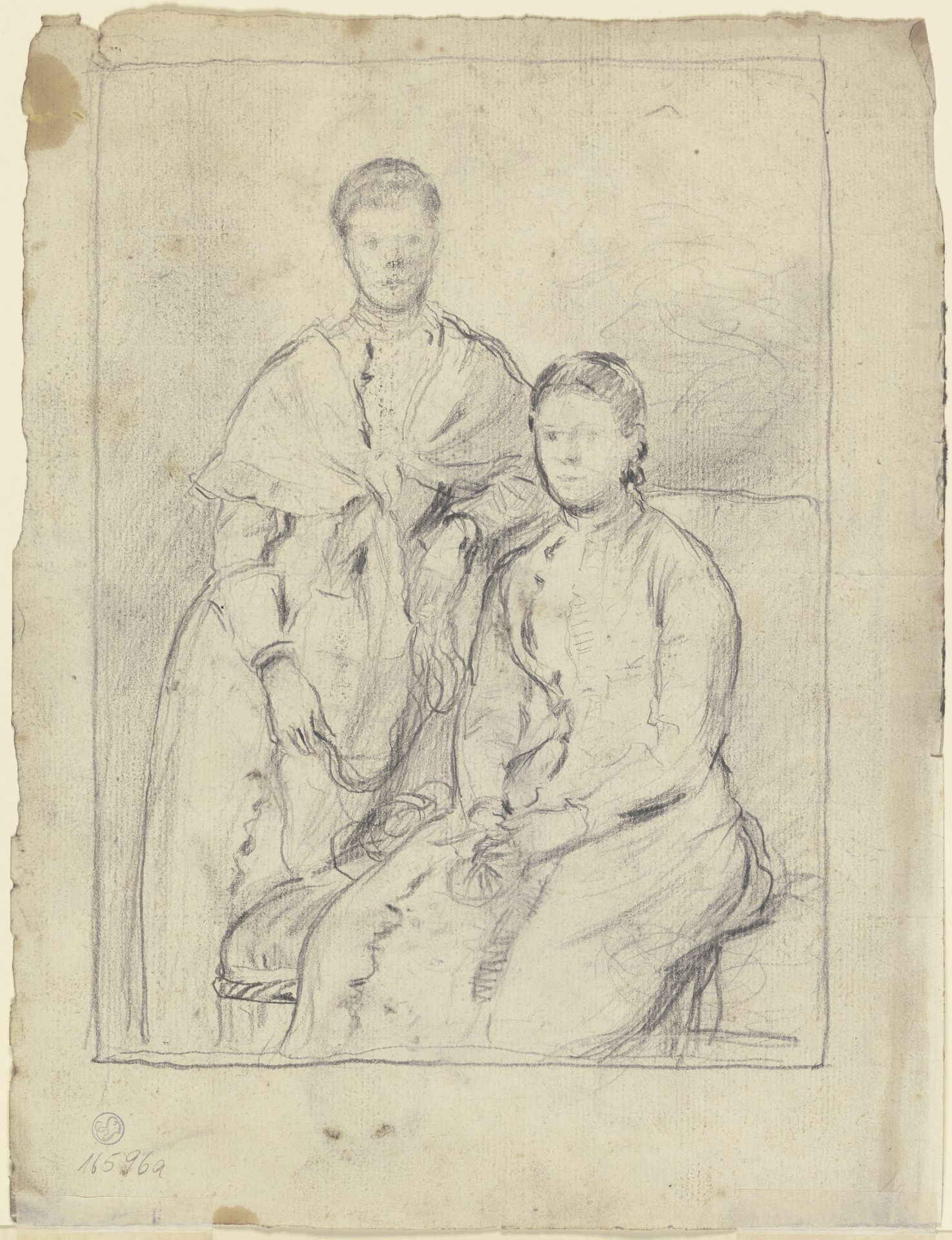 Doppelbildnis einer stehenden und einer sitzenden Frau by Otto Scholderer