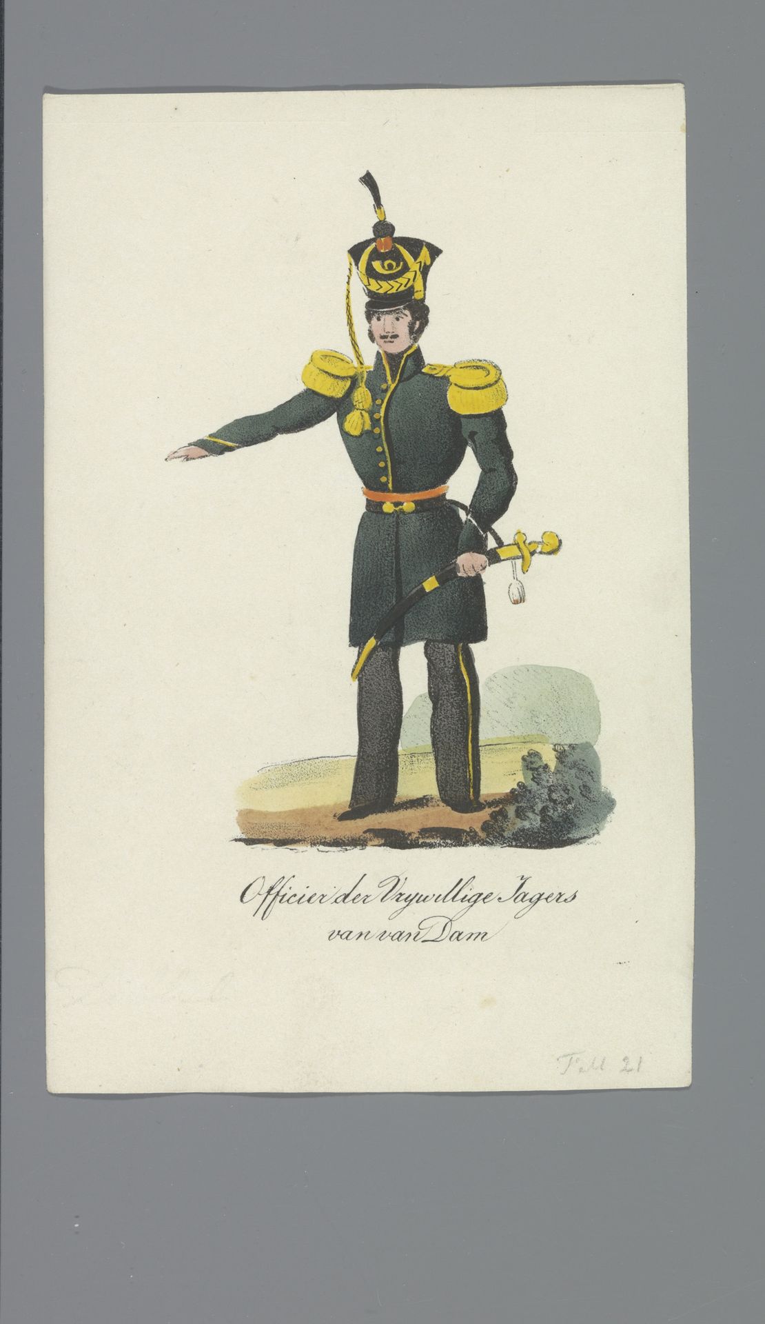Officier der Vrijwillige Jagers van van Dam by Albertus Verhoesen