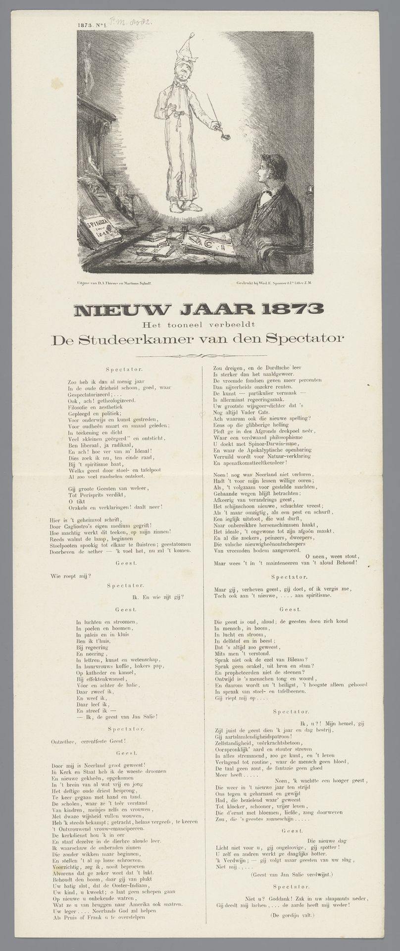 Nieuwjaarsprent voor 1873 by Johan Michaël Schmidt Crans
