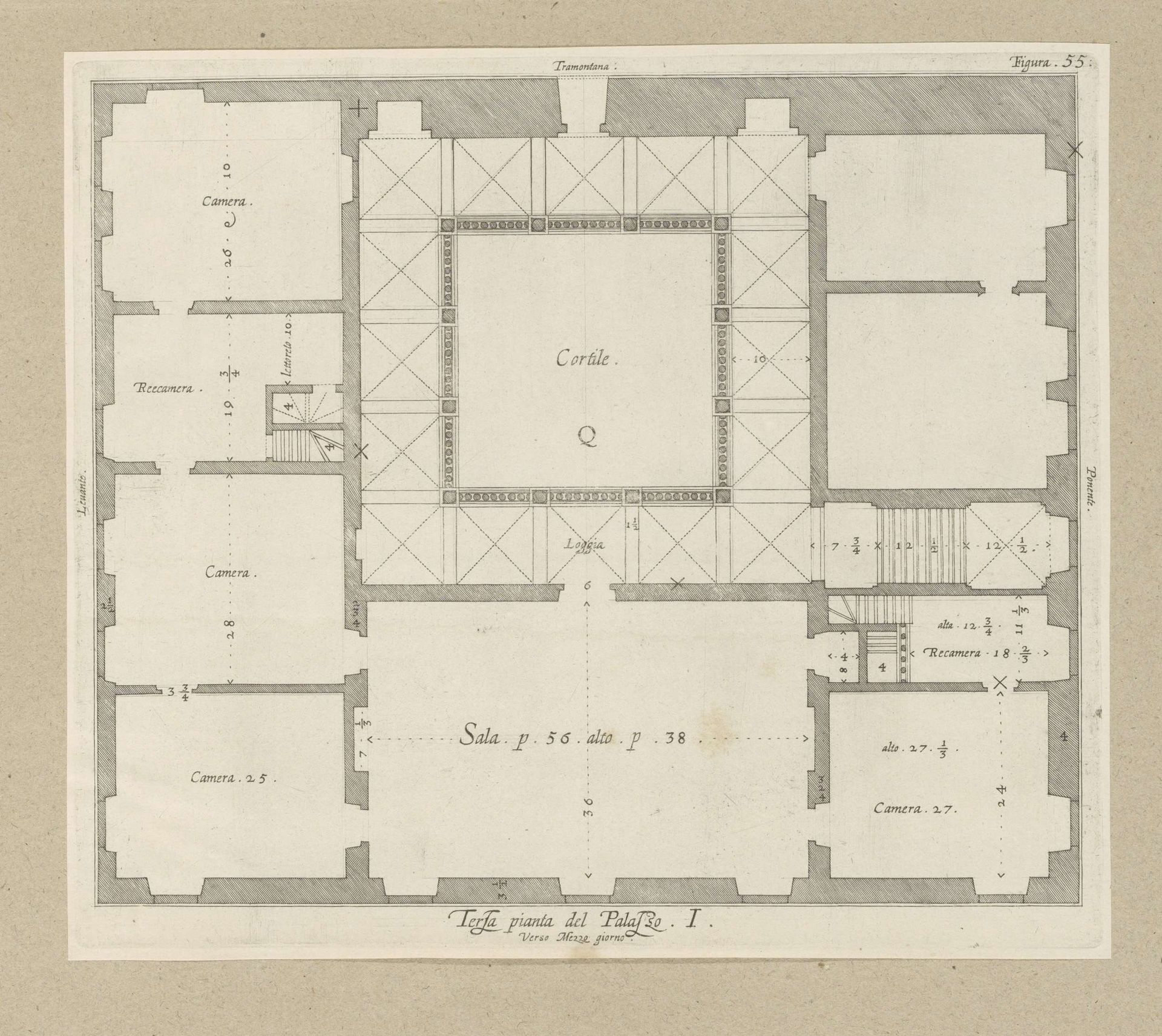 Plattegrond van de eerste verdieping van het Palazzo Rostan Raggio te Genua by Nicolaes Ryckmans