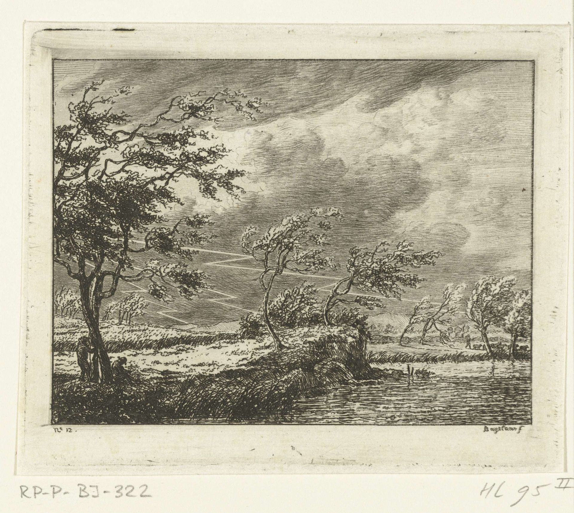 Riviergezicht met onweerslucht by Ernst Willem Jan Bagelaar