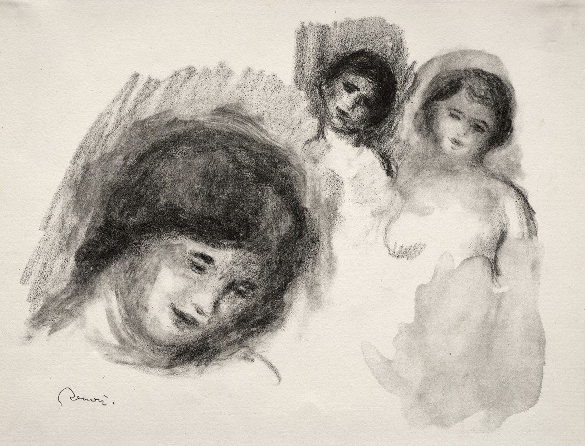 Stone with Three Sketches by Pierre-Auguste Renoir
