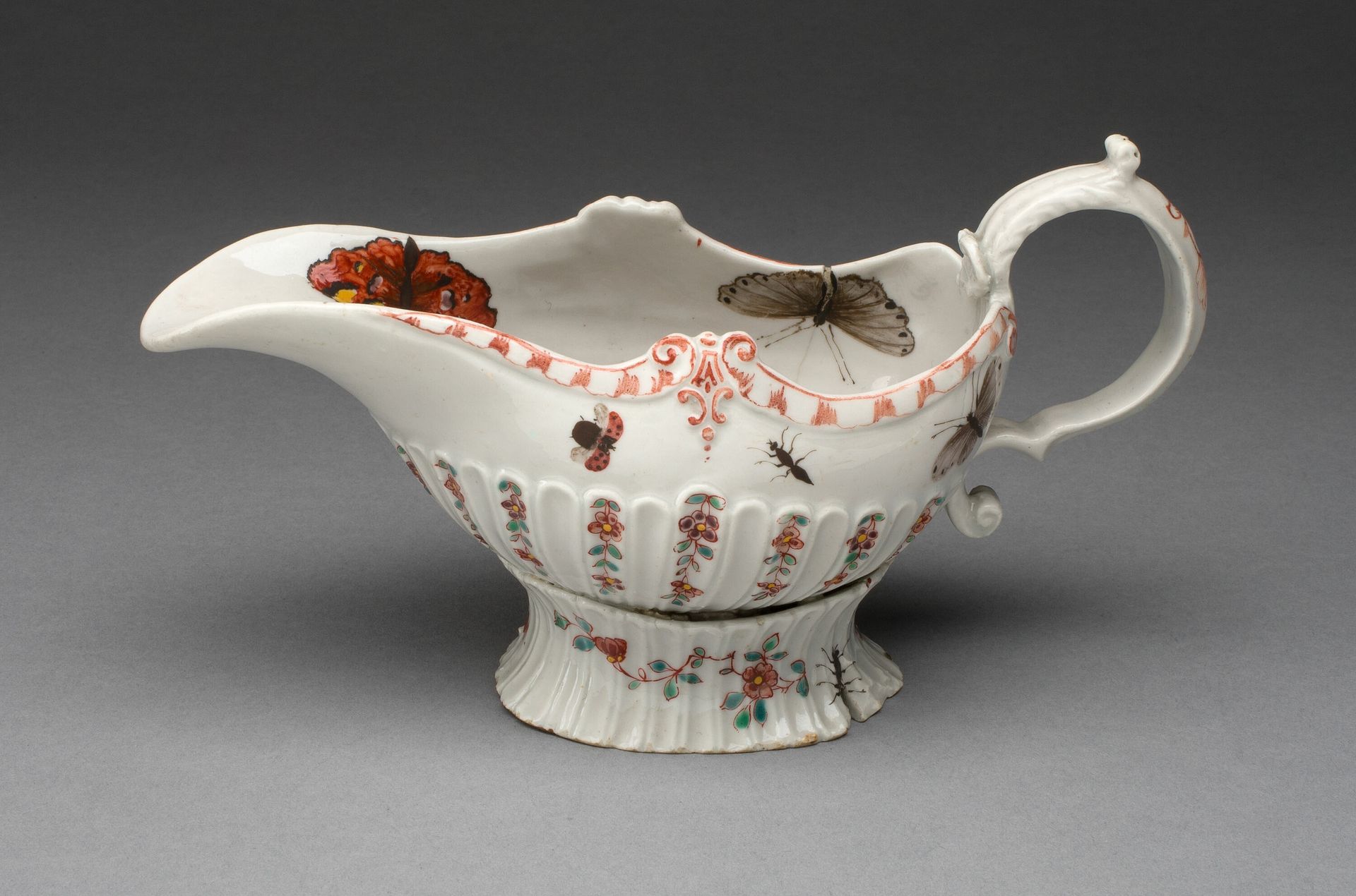 Sauceboat by Vauxhall Porcelain Factory