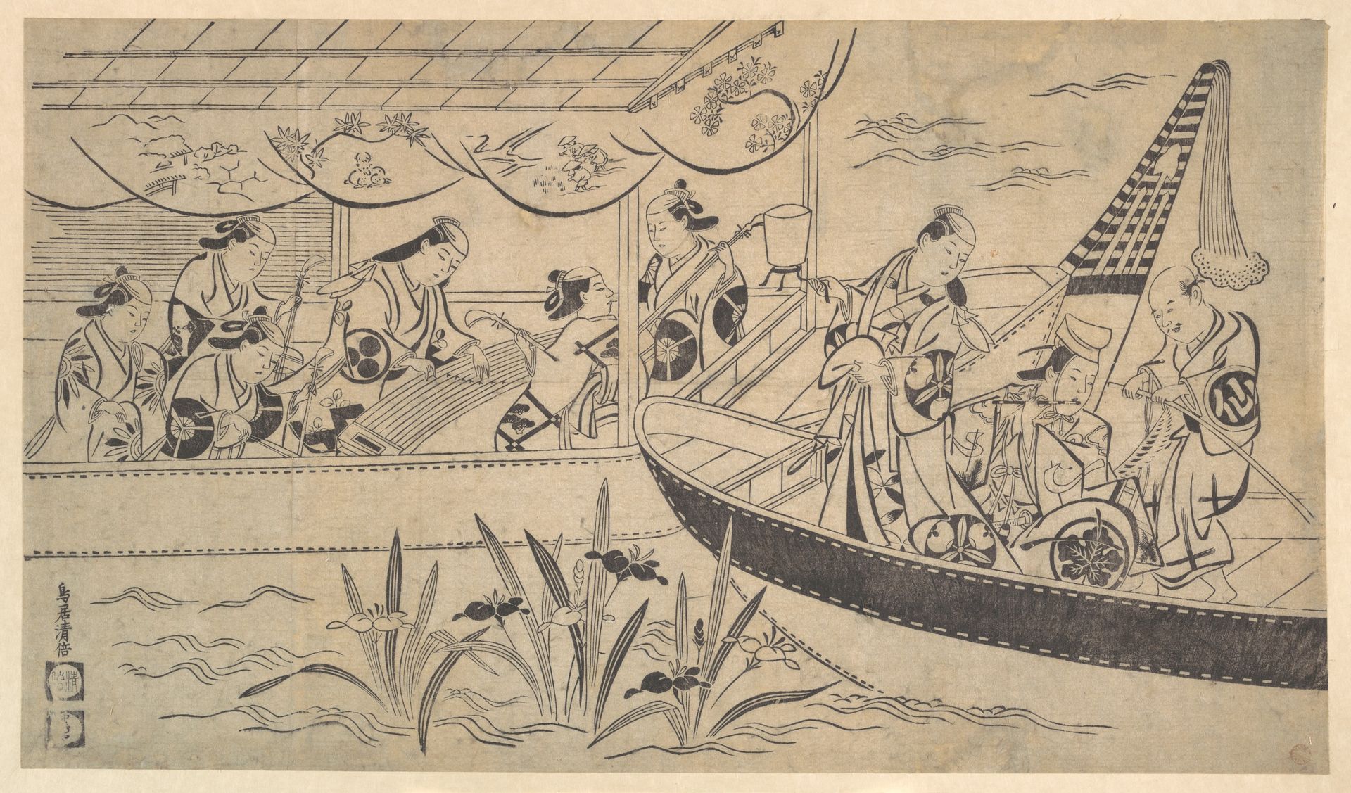 An Actor's Boating Party on the Sumida River by Torii Kiyomasu I