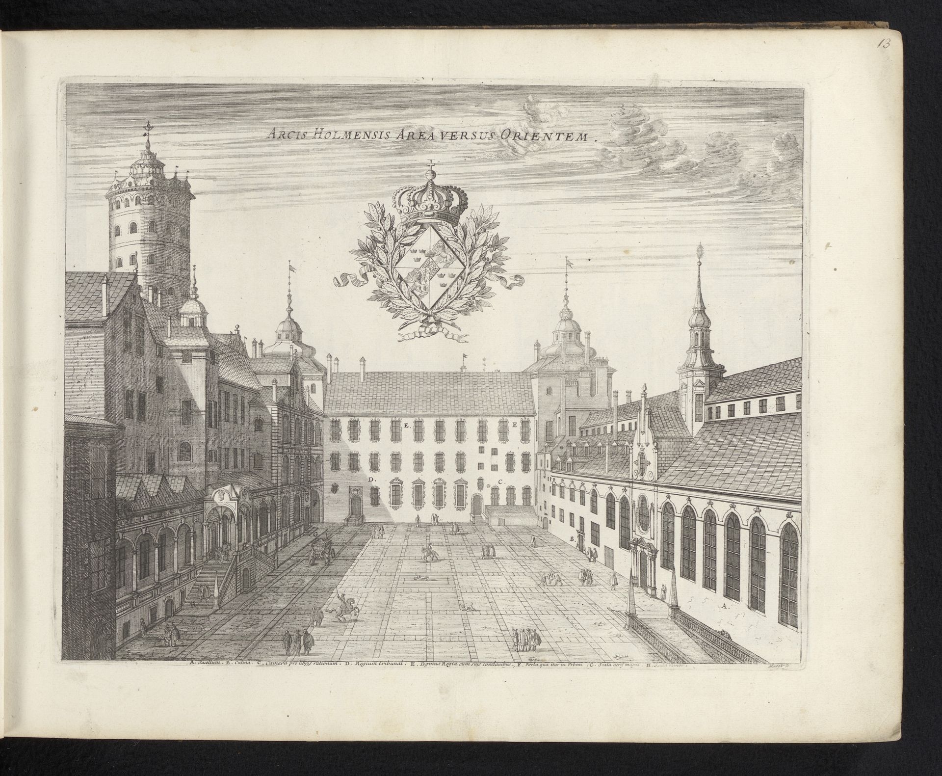Binnenplaats van het kasteel Tre Kronor, vanuit het oosten by Jean (I) Marot