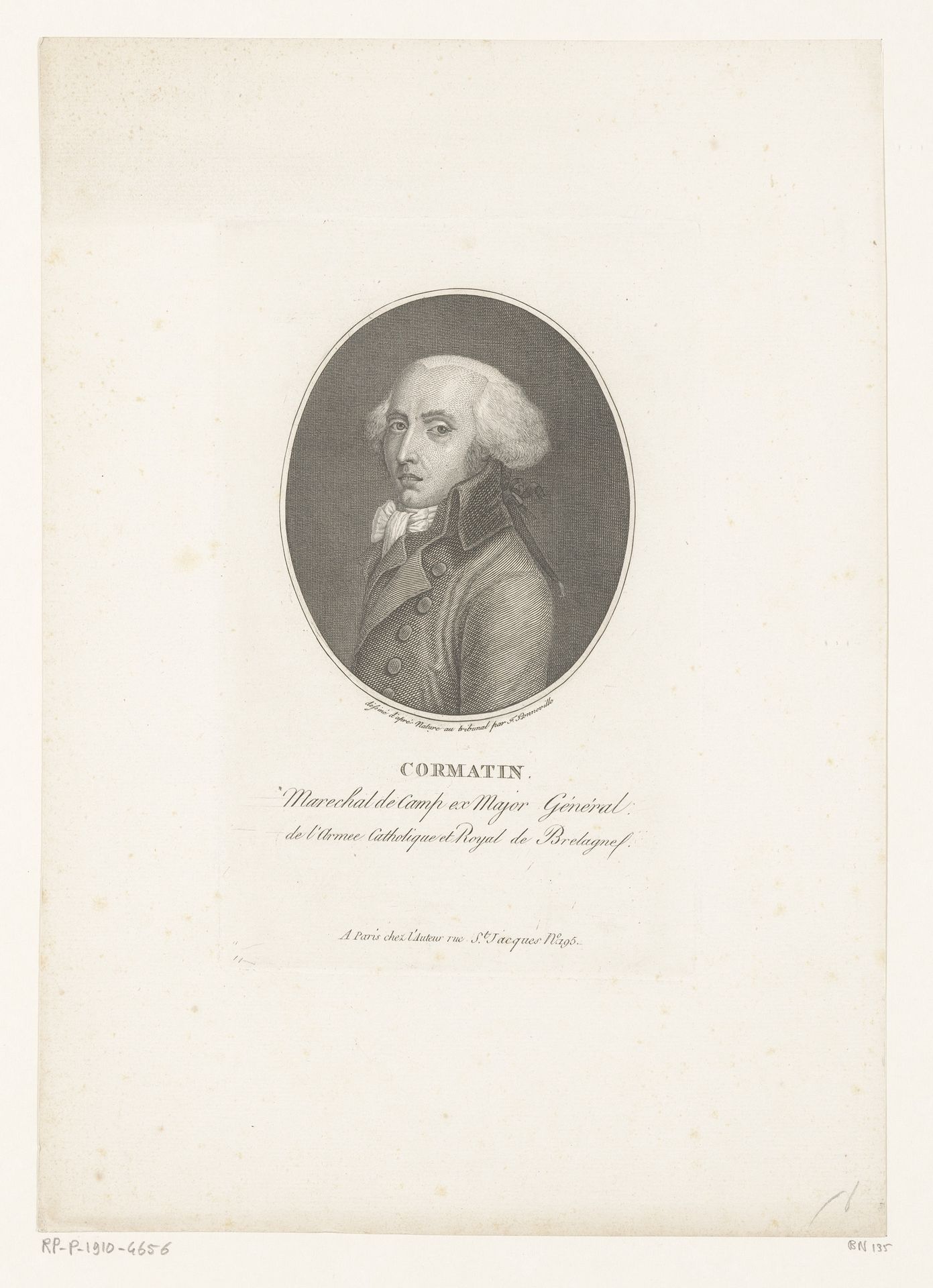 Portret van Pierre Dezoteux de Cormatin by François Bonneville