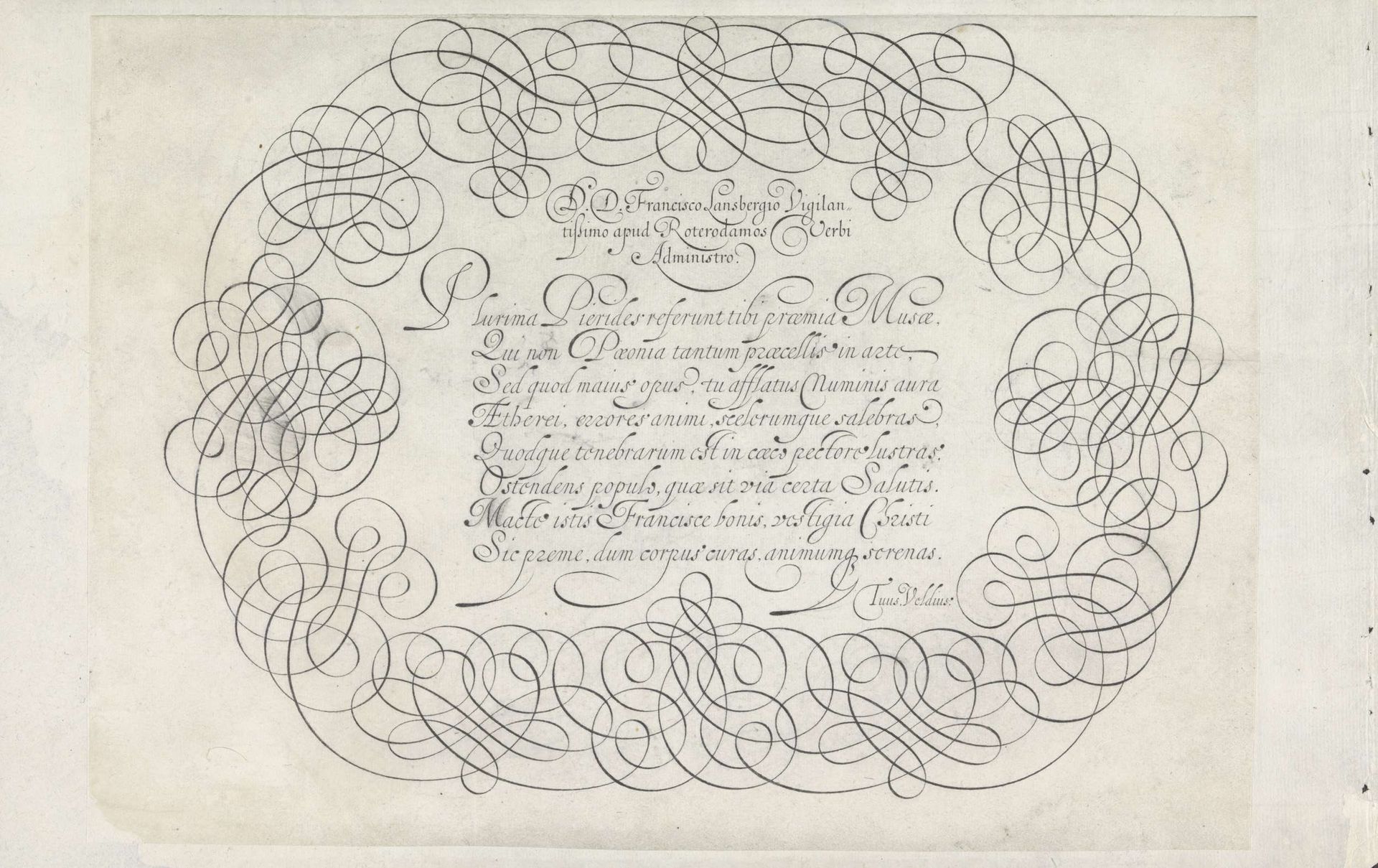 Ontwerp van een schrijfvoorbeeld: D.D. Francisco Lansbergio (...) by Jan van de Velde I