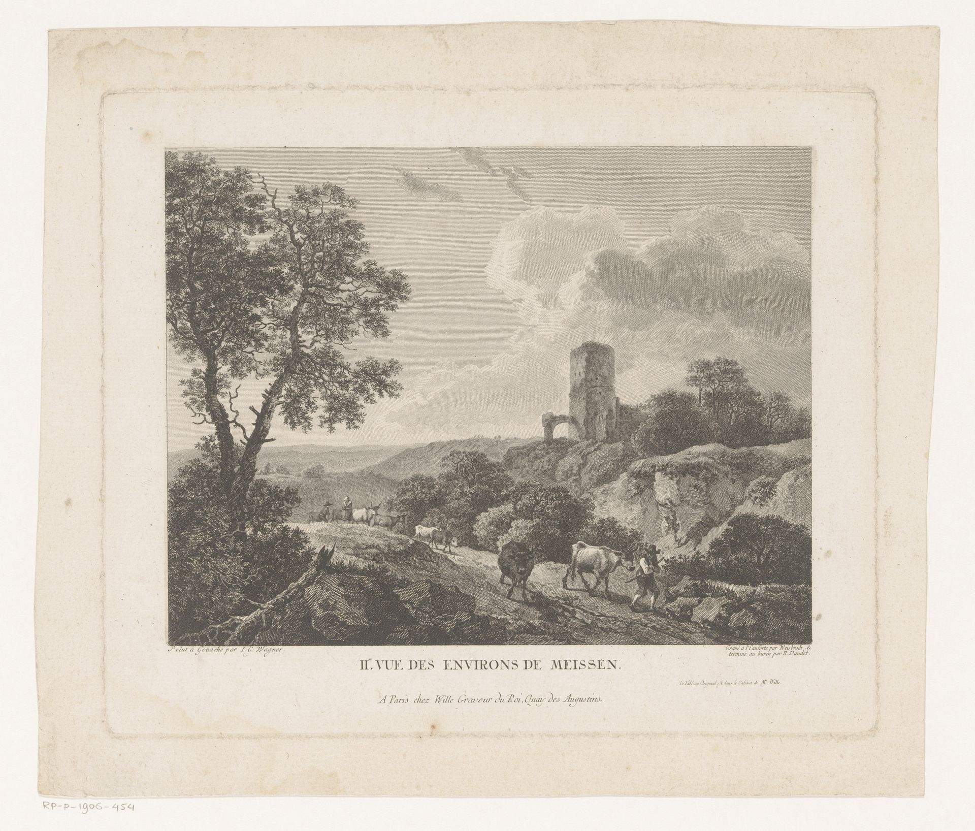 Landschap met herders en een ruïne by Carl Wilhelm Weisbrod