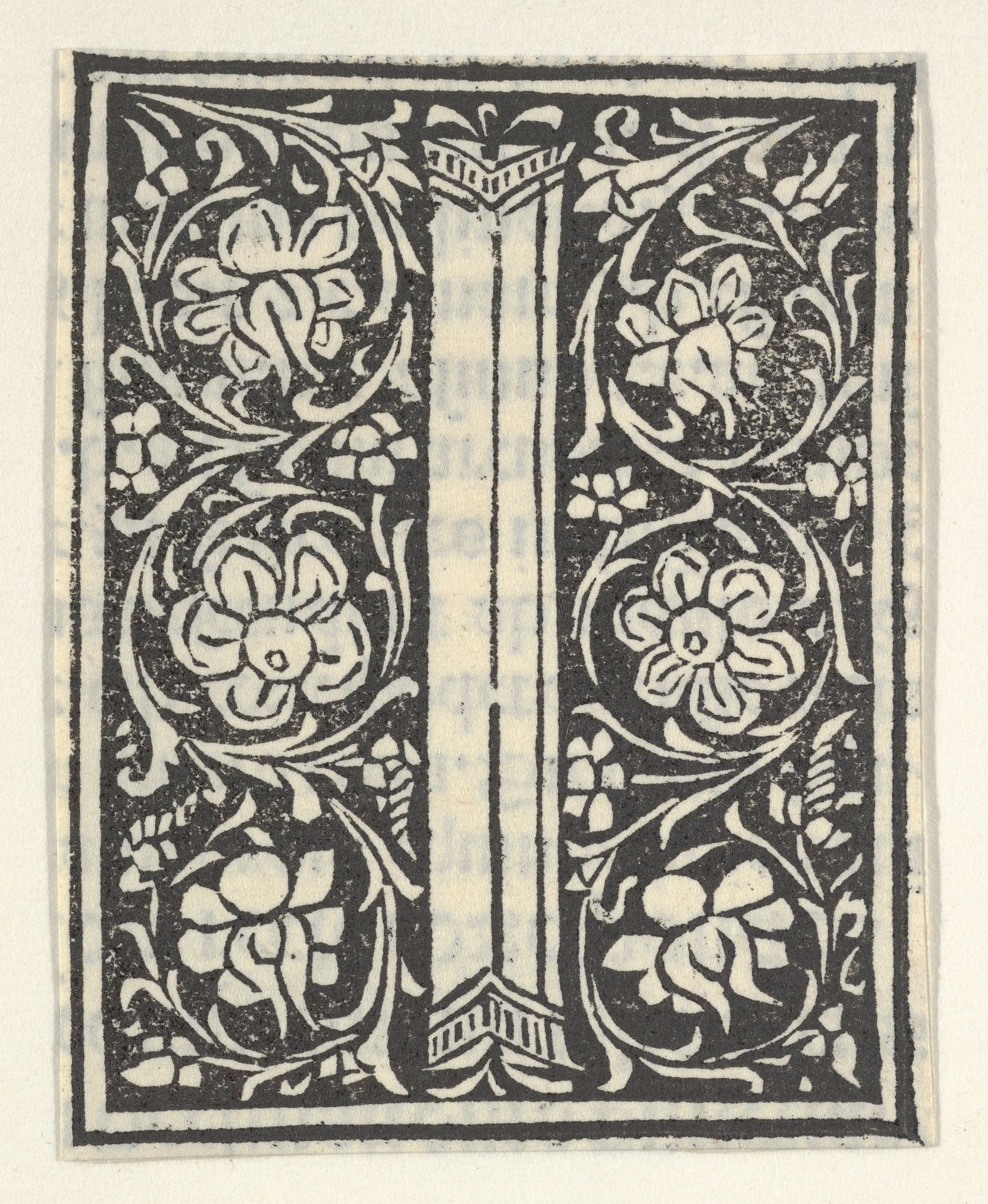 Initial letter I with flowers by Anonymous