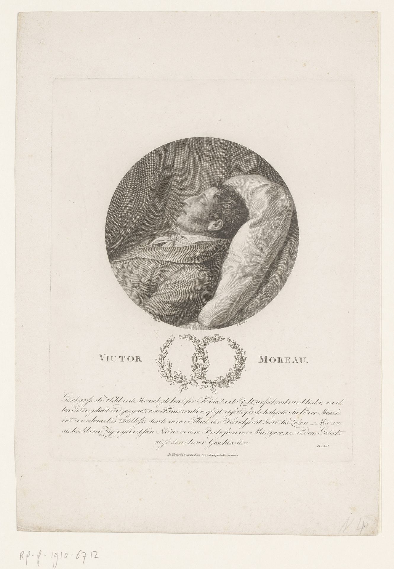 Portret van Jean Victor Marie Moreau by Heinrich Schmidt