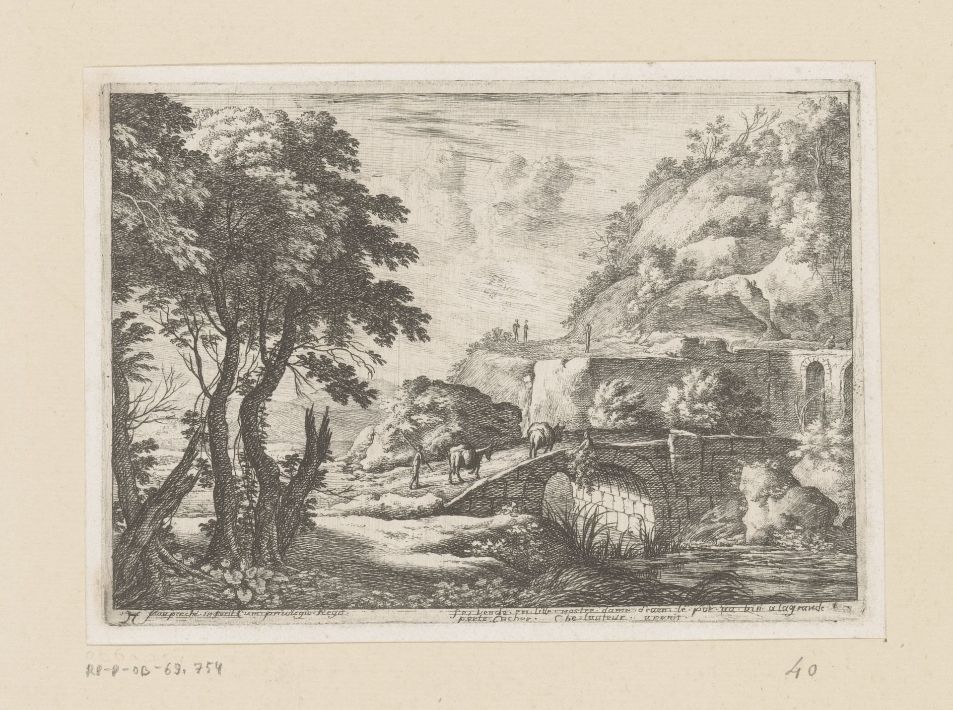 Landschap met stenen brug by Henri Mauperché