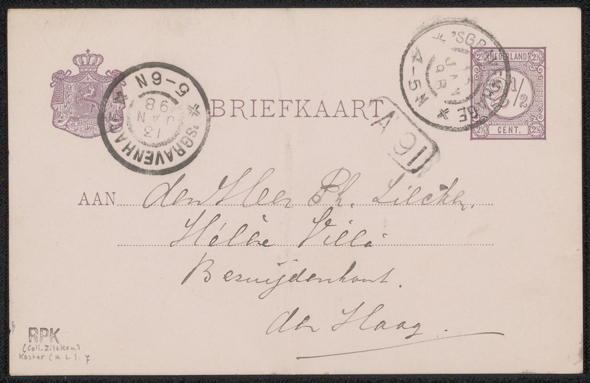 Briefkaart aan Philip Zilcken by Anton L. Koster