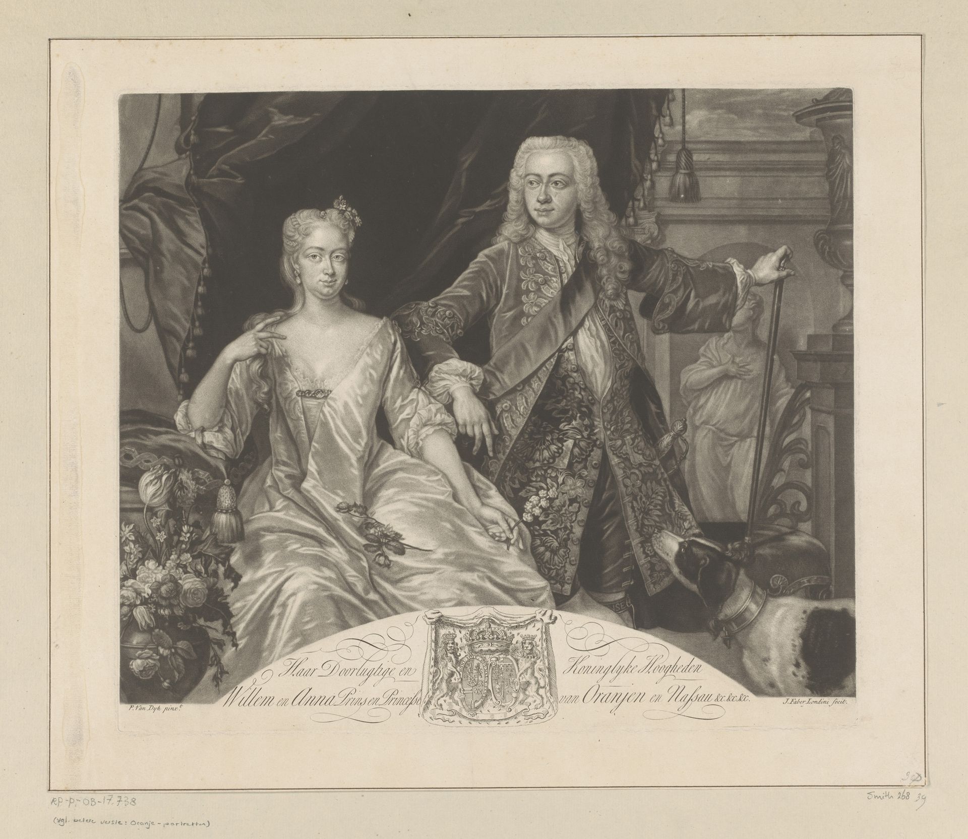 Portret van Anna van Hannover en Willem IV, stadhouder en prins van Oranje-Nassau by John (II) Faber