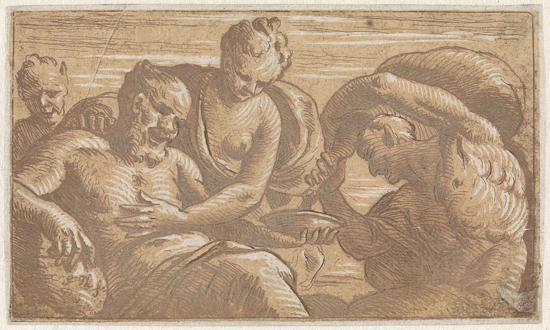 Faun schenkt wijn in voor een zittende man by Jan Thomas