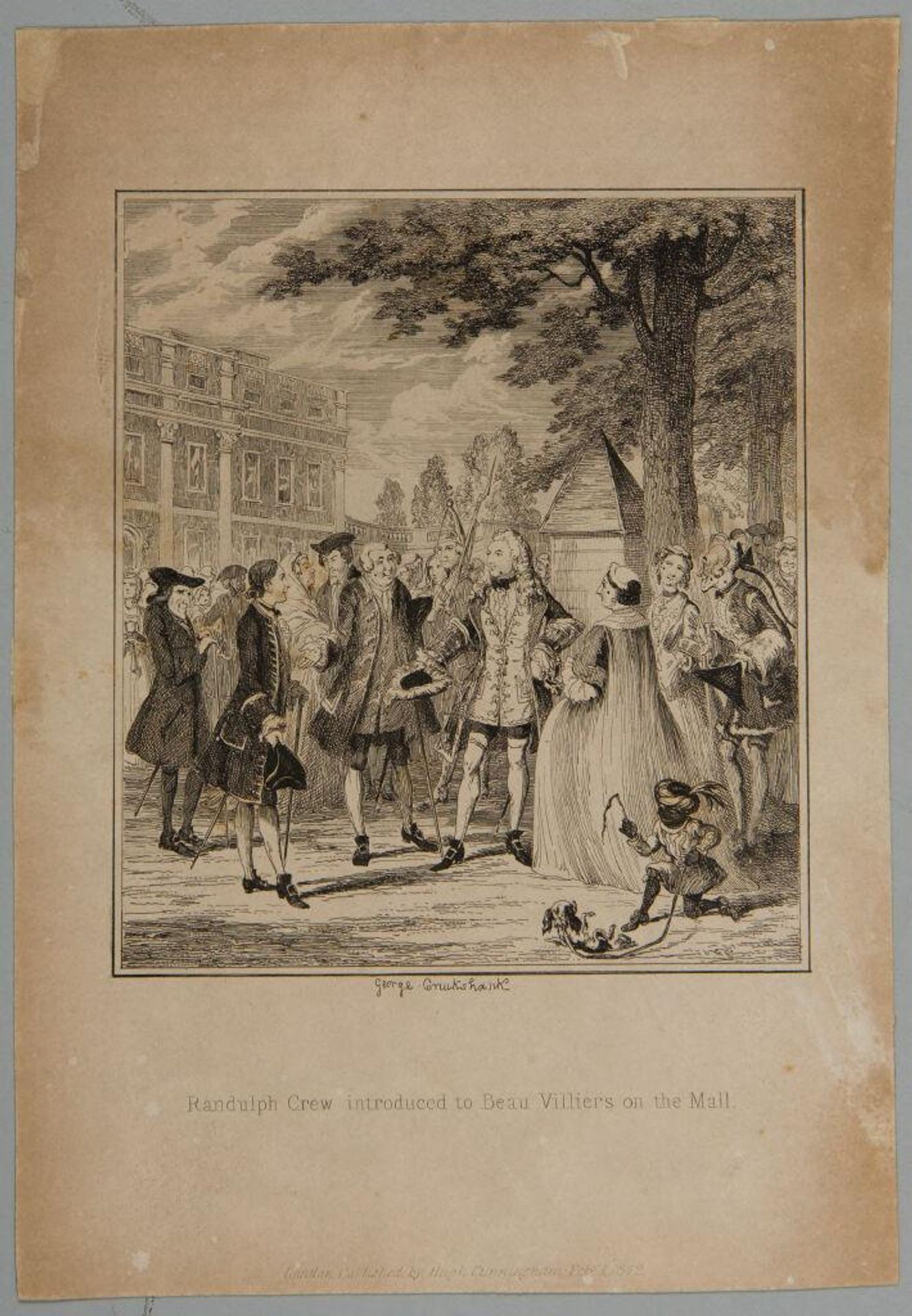 Randulph Crew Introduced to Beau Villiers on the Mall by George Cruikshank