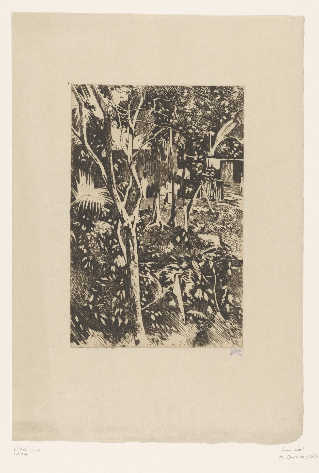 Begroeiing in de tuin van Hotel Bellevue in Buitenzorg by Willem Witsen
