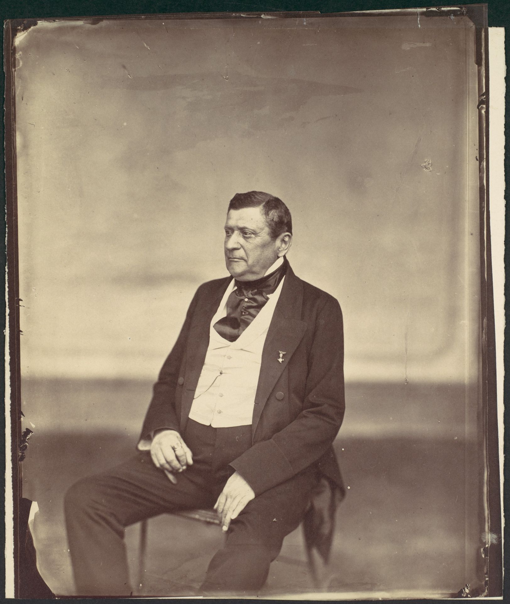 [Seated Man in White Vest and Dark Coat] by Franz Antoine