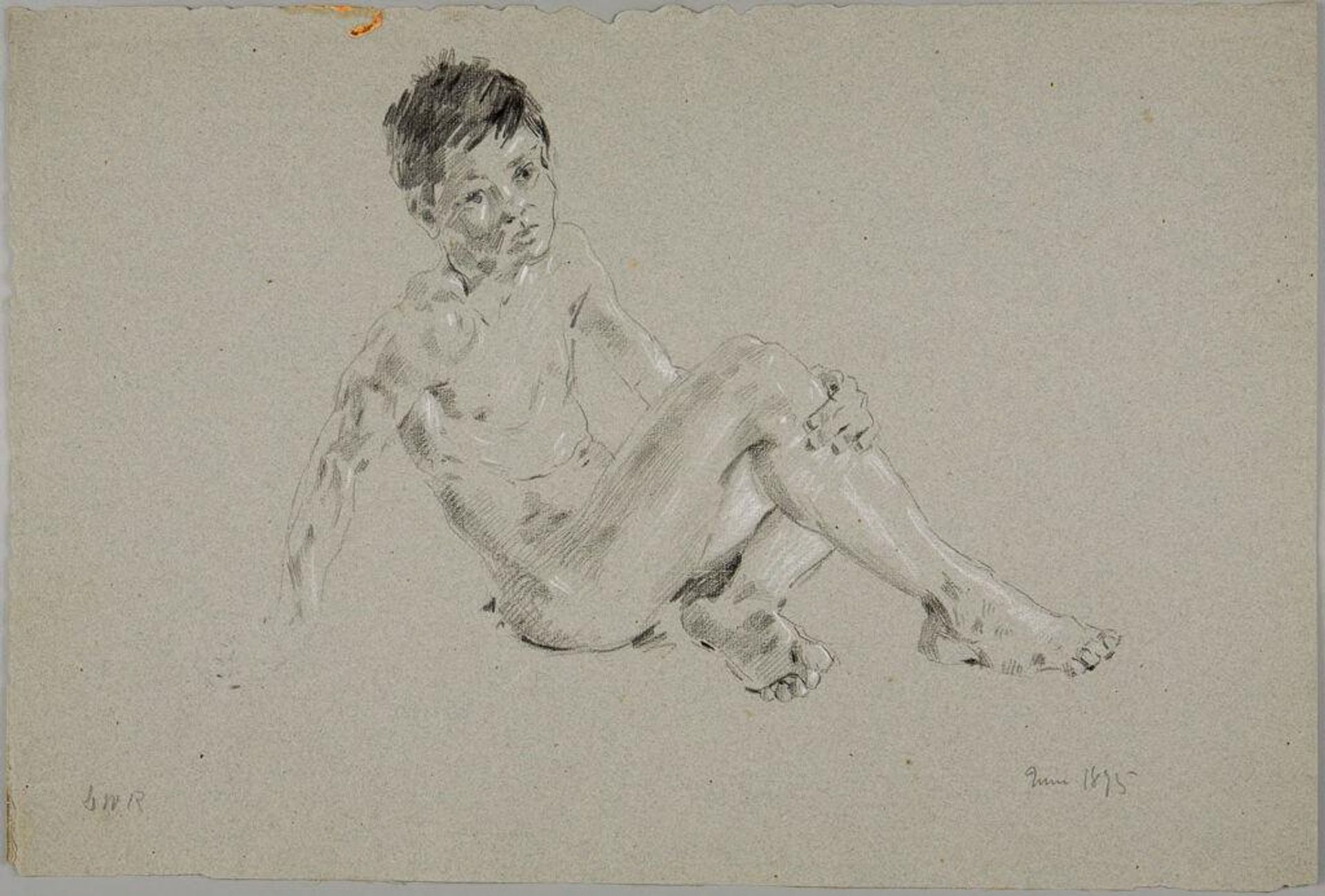Seated Male Nude with Hand on Right Leg by Denman Waldo Ross