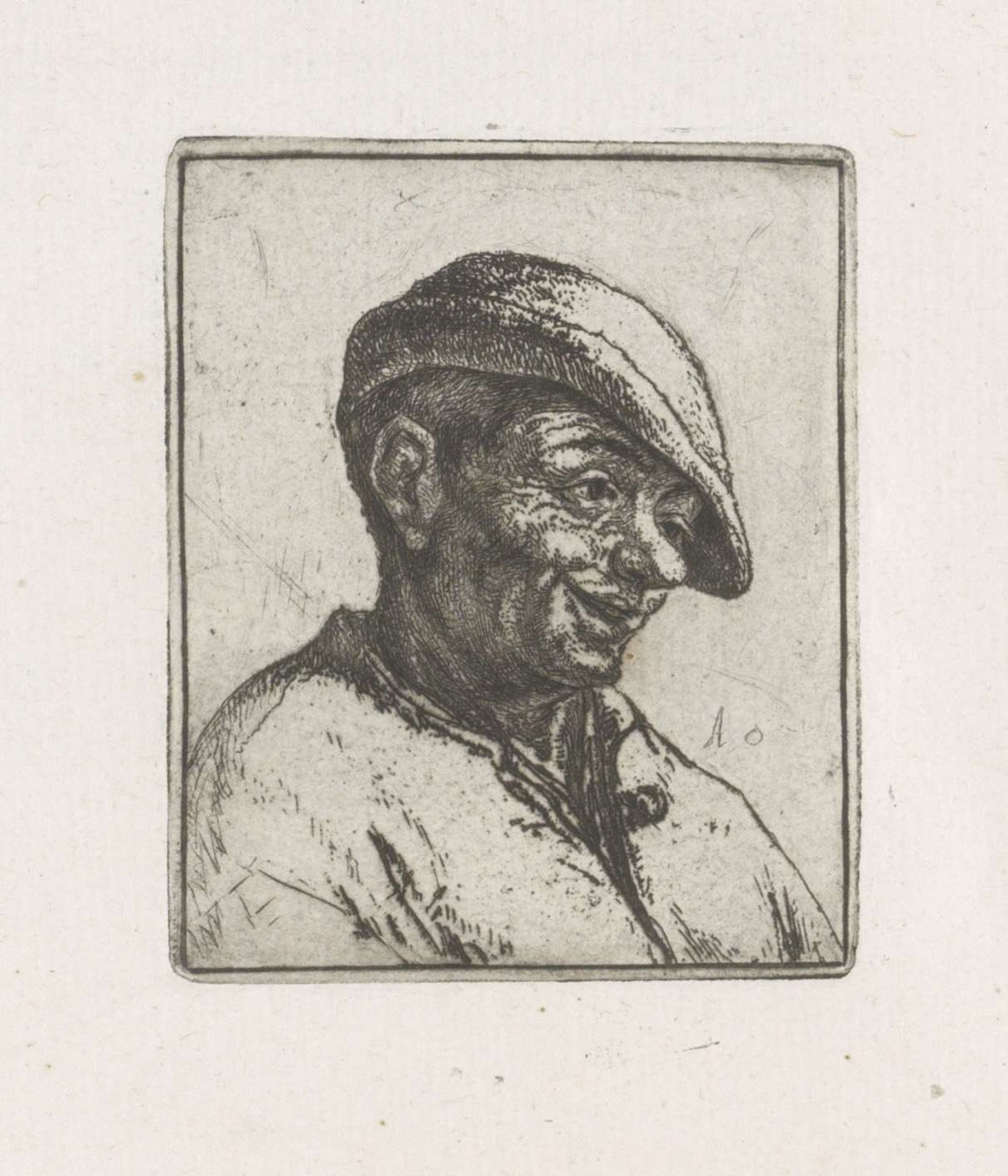 Buste van een lachende boer by Adriaen van Ostade