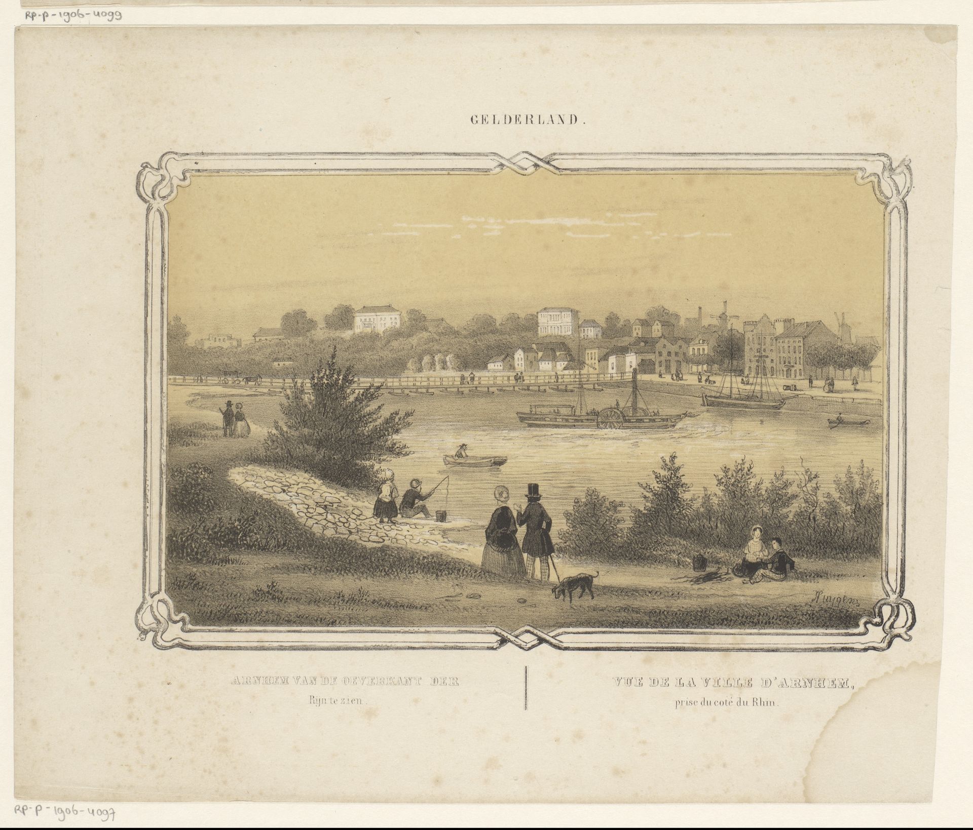 Arnhem vanaf de Rijn gezien by Frederik Lodewijk Huygens