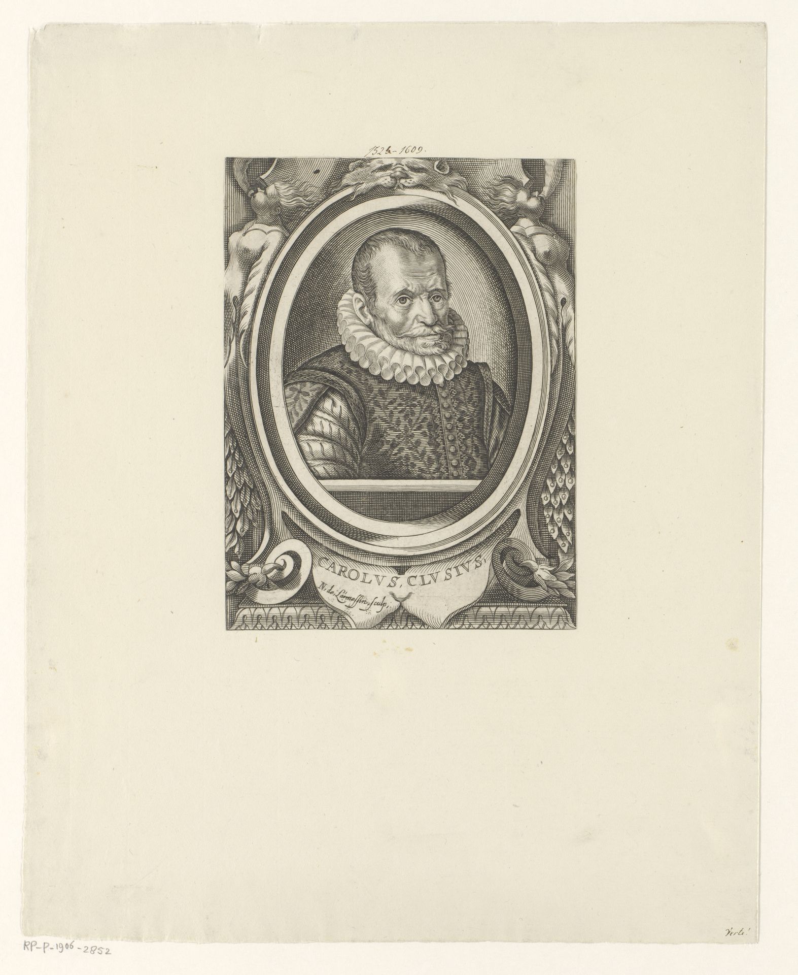 Portret van Carolus Clusius by Nicolas de (I) Larmessin