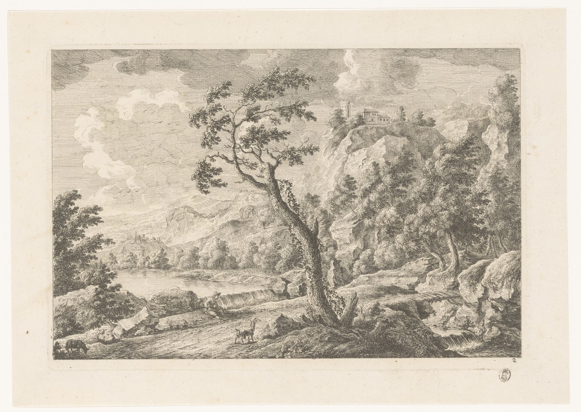 Landschap met ruïne by Monogrammist MEG