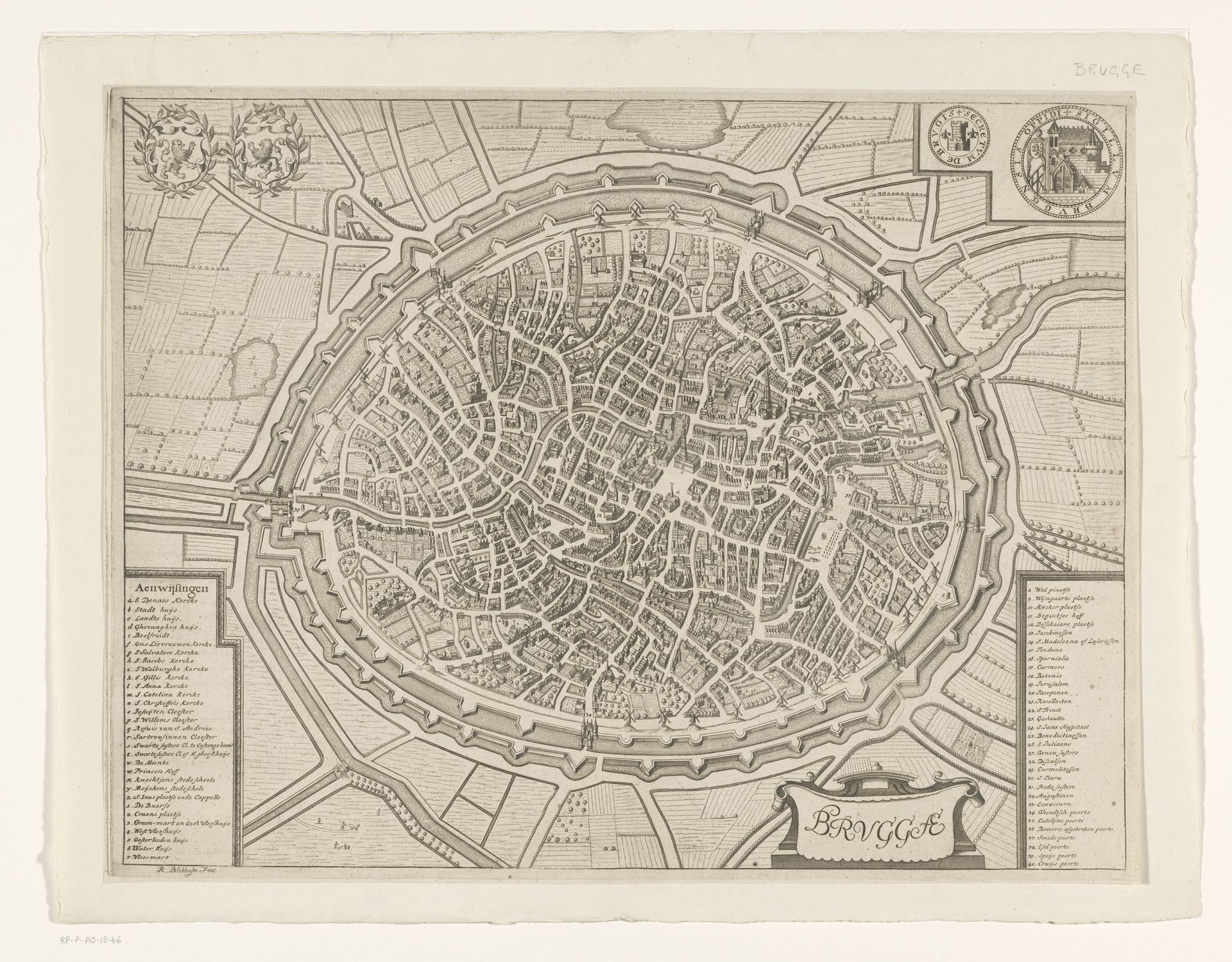 Plattegrond van Brugge by Reynier Blokhuysen