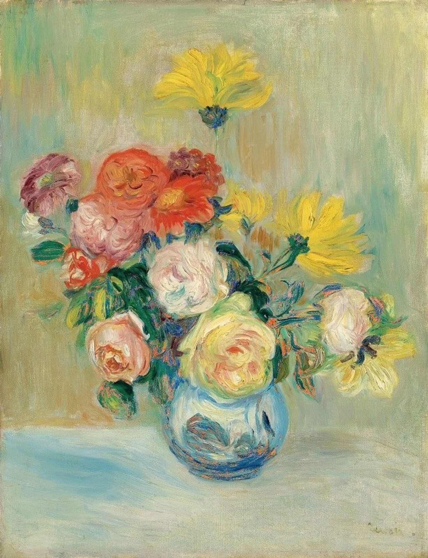 Vase De Roses Et Dahlias by Pierre-Auguste Renoir