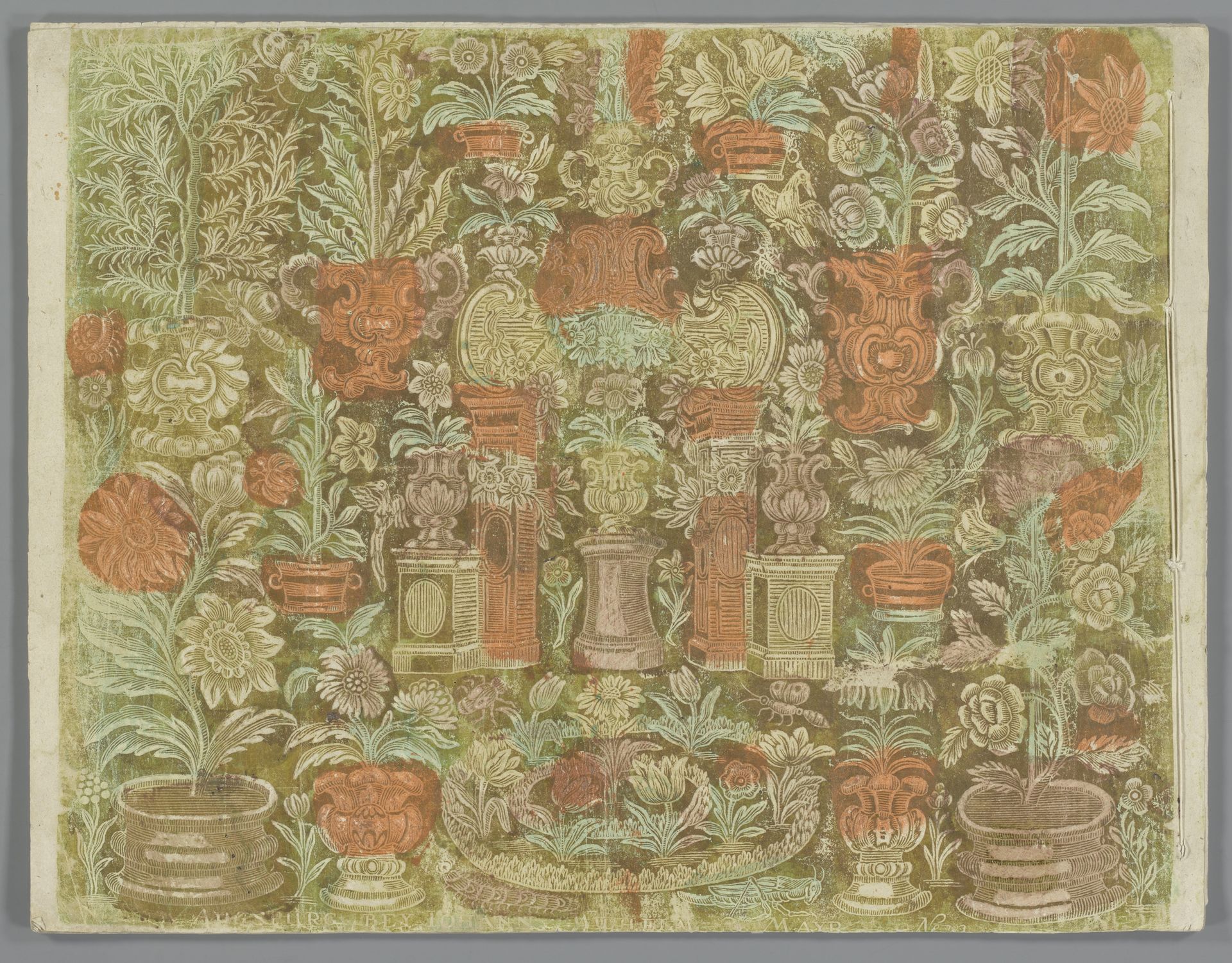 Schrijfboek met omslag van brokaatpapier by Marx Leonhard Kauffmann