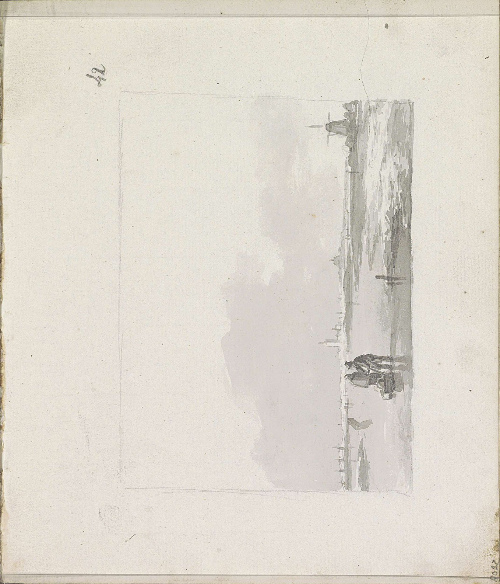 Winterlandschap met een molen en figuren op een bevroren vaart by Andreas Schelfhout