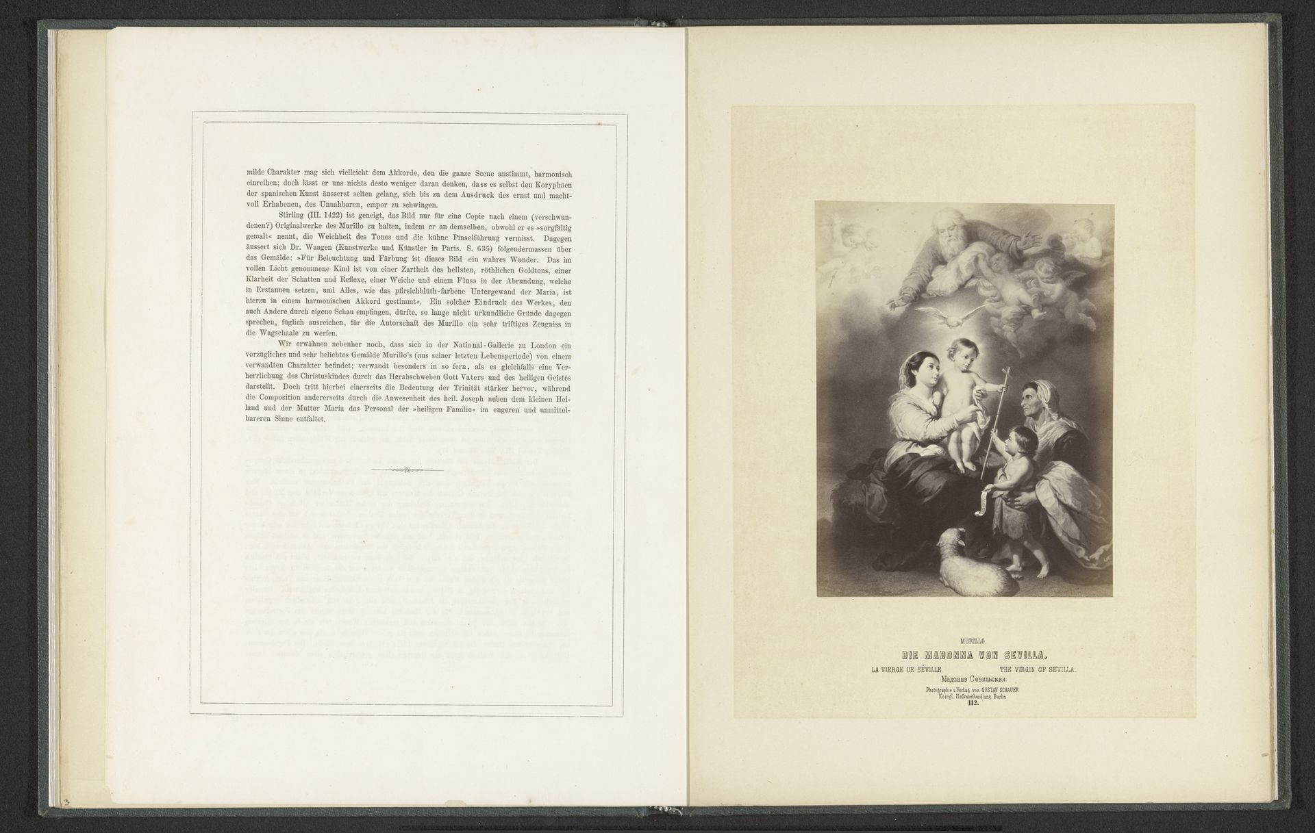 Fotoreproductie van een prent naar een schilderij van de Heilige Familie door Bartolomé Esteban Murillo by Gustav Schauer