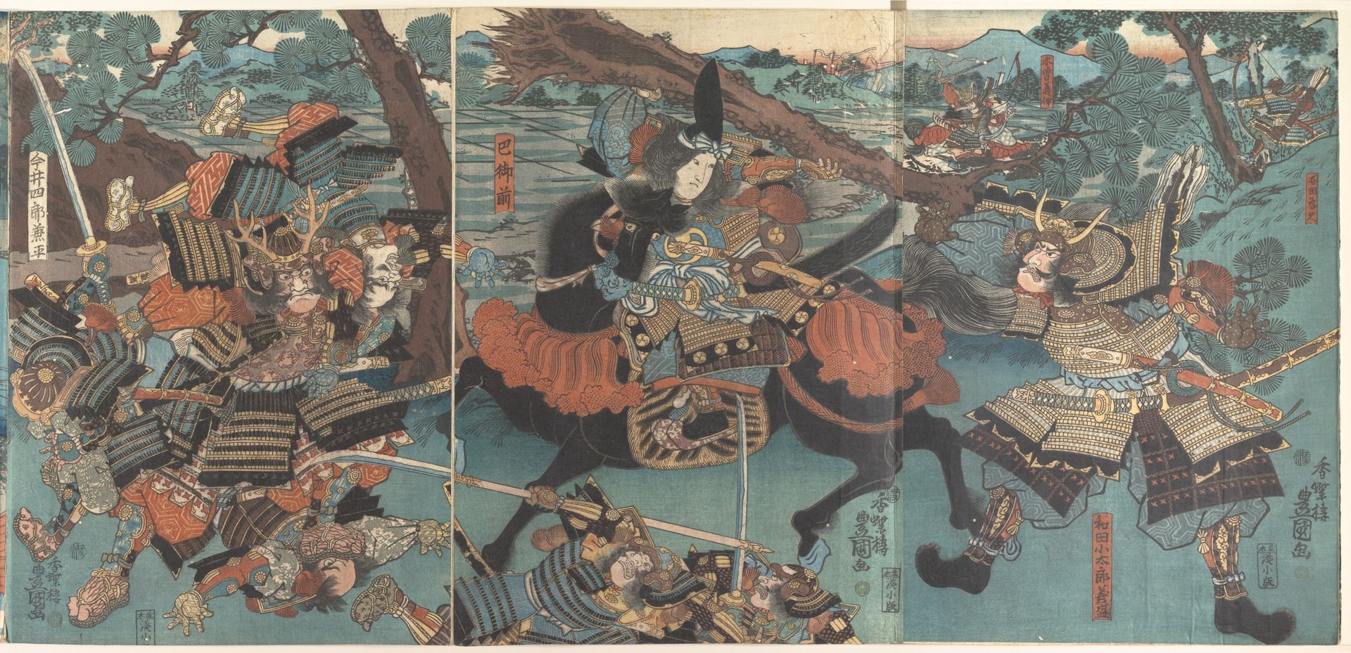 One of Fifteen Triptychs of Famous Battlescenes by Utagawa Kuniyoshi 歌川國芳