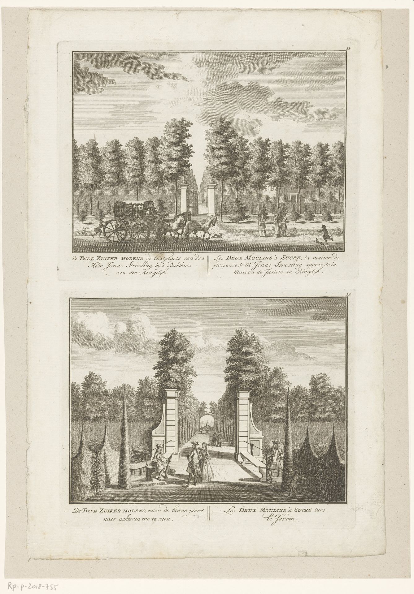 Twee gezichten op de oprijlaan van buitenplaats De Twee Suikermolens by Anonymous