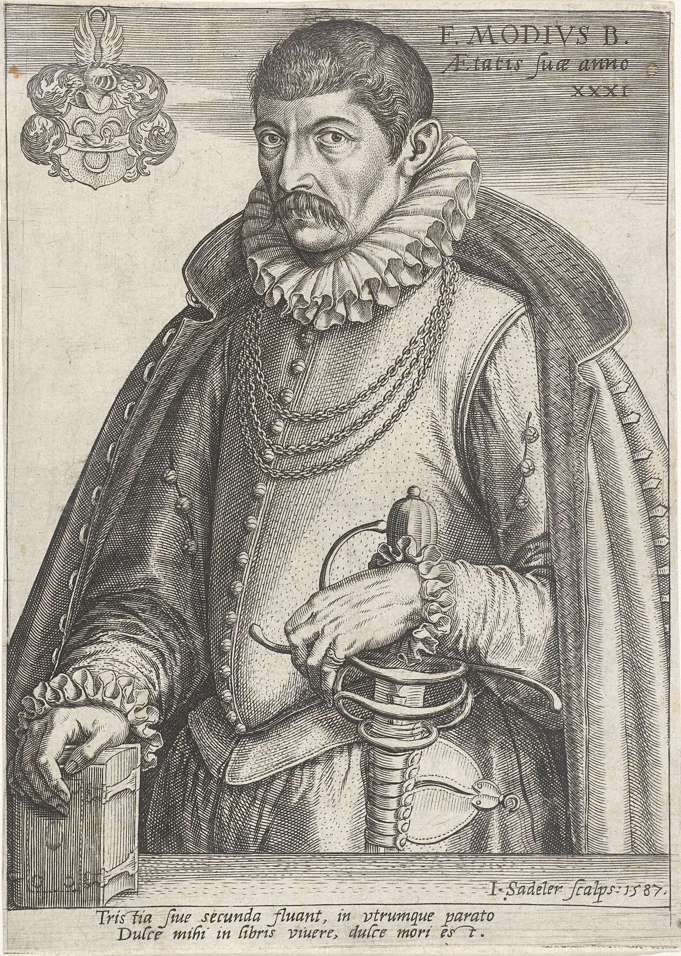 Portret van Frans Modius by Johann Sadeler I