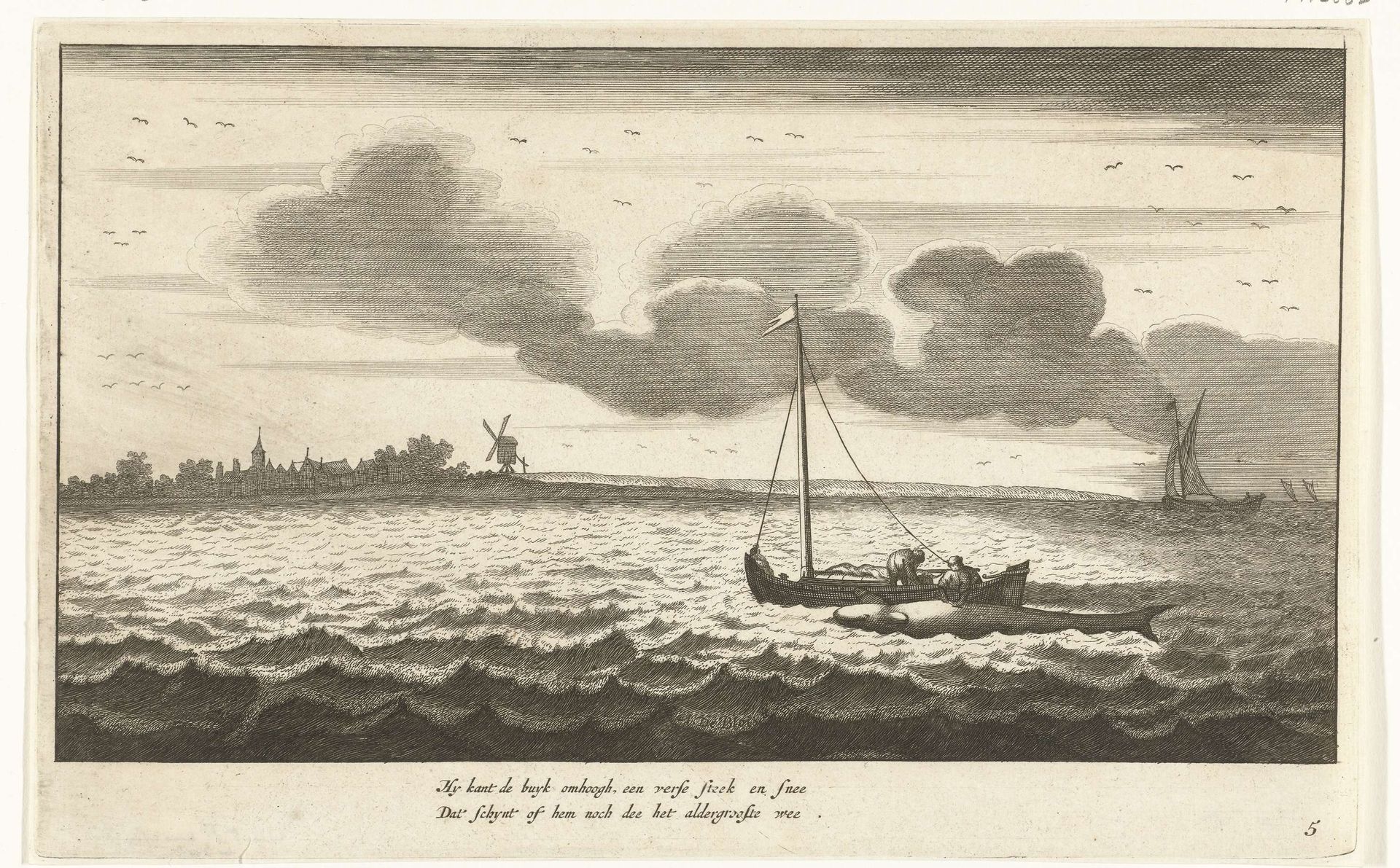 De walvis wordt gedood, 1682 by Abraham de Blois