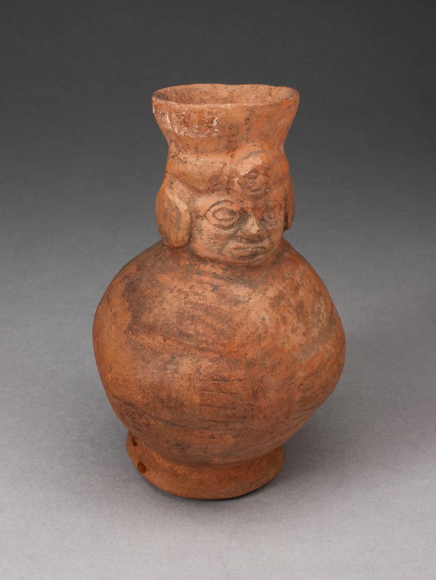 Small Jar in the Form of an Abstract Figure with Modeled Head by Moche