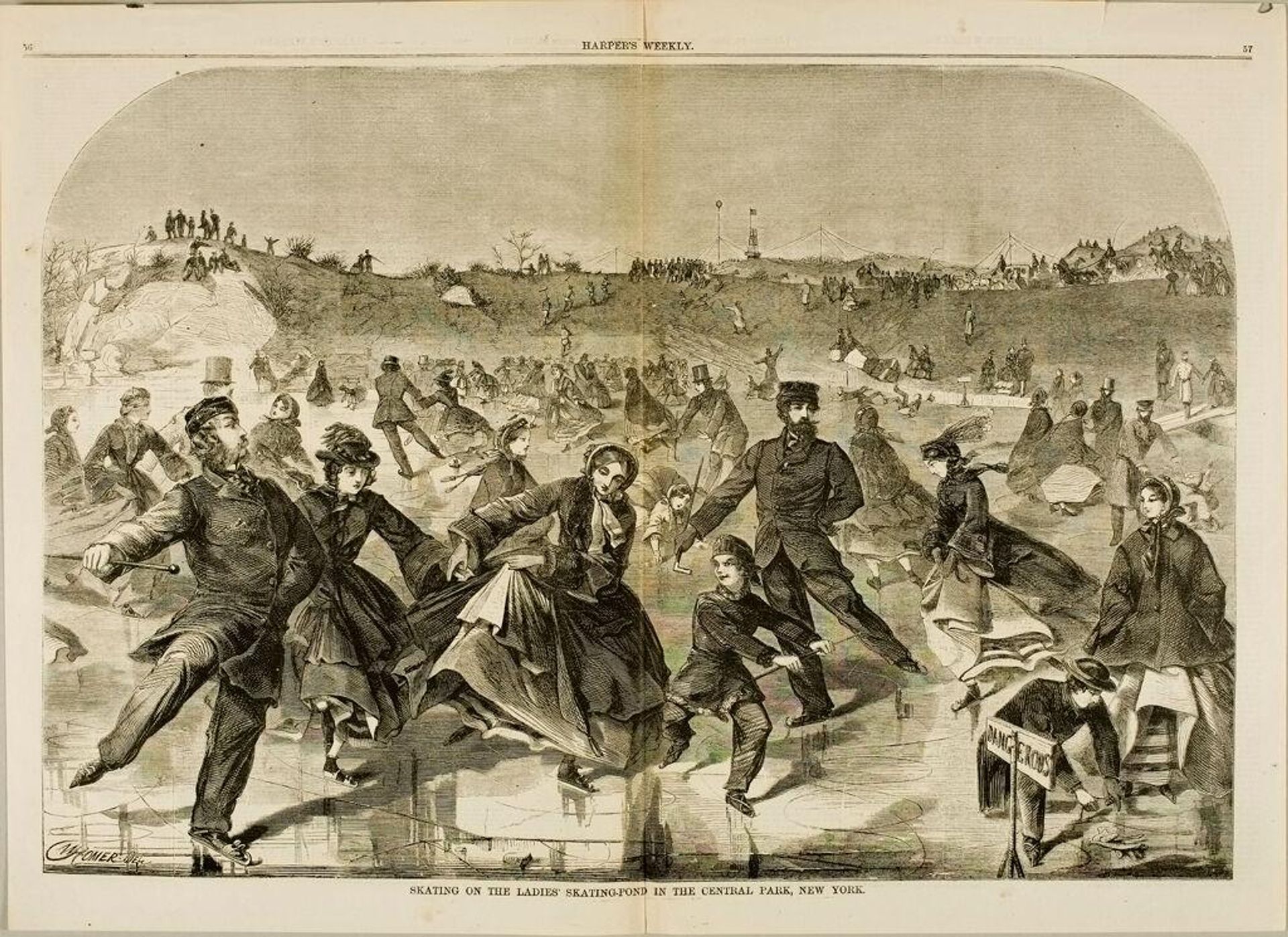 Skating on the Ladies' Skating Pond in Central Park, New York by Designed by Winslow Homer