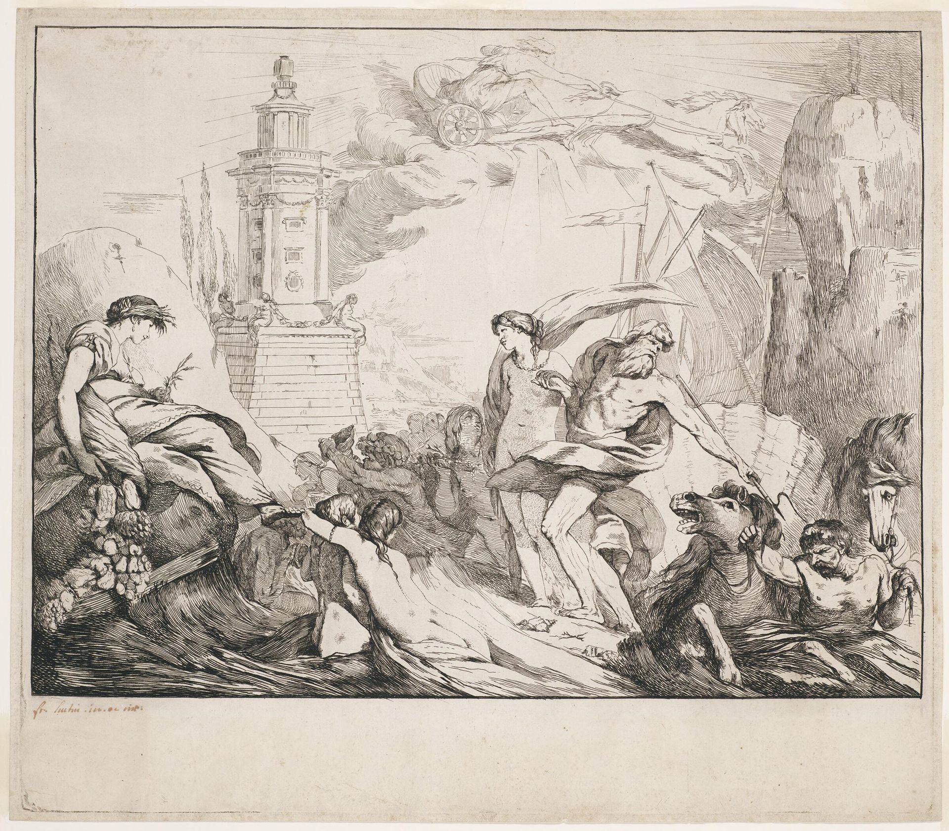 Neptune and Amphitrite: Design for the Seconda Macchina in the Chinea of 1741 by FranÃ§ois Hutin