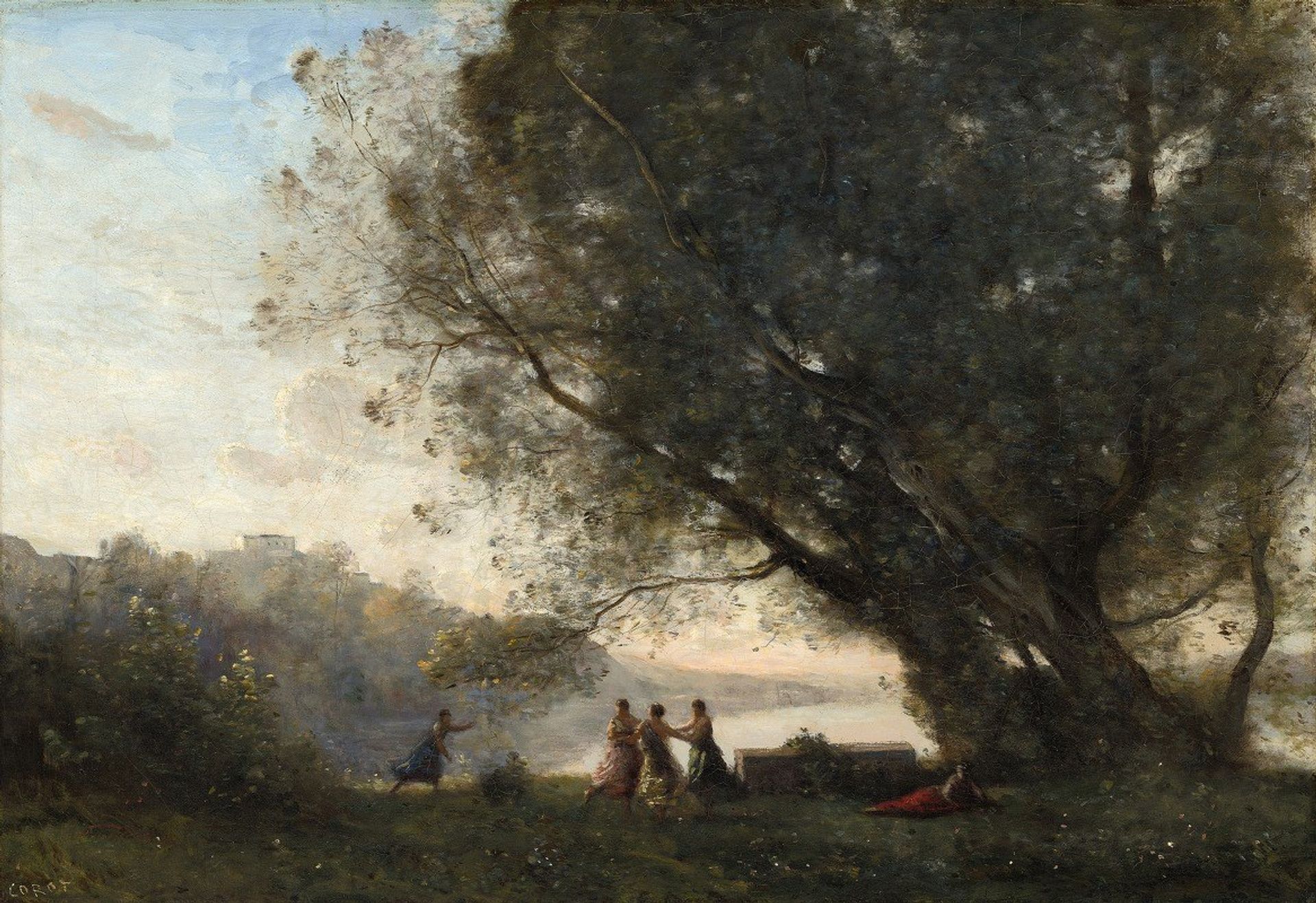 Dance under the Trees at the Edge of the Lake by Camille Corot