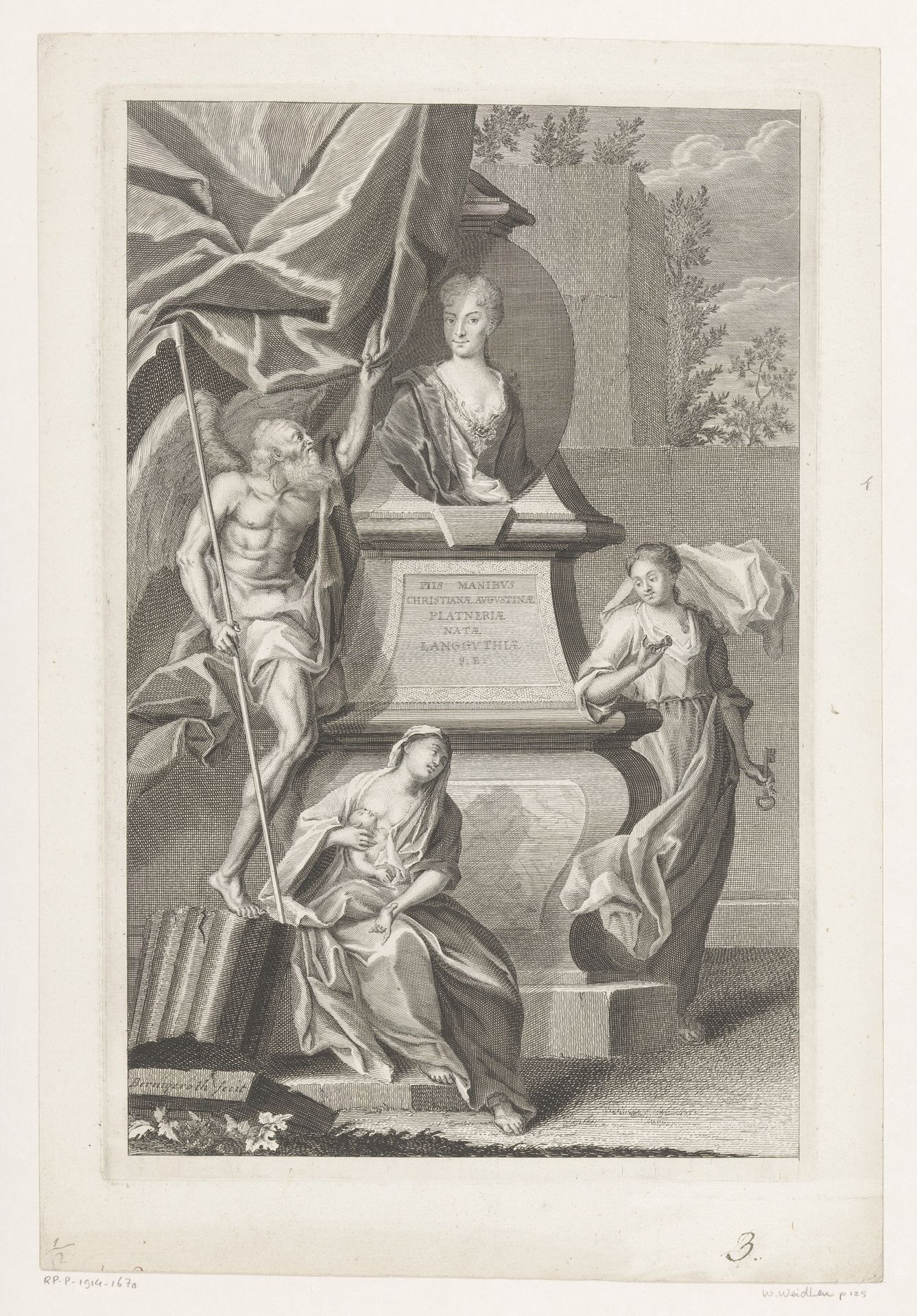 Portret van Christiane Augustine Platner by Martin Bernigeroth