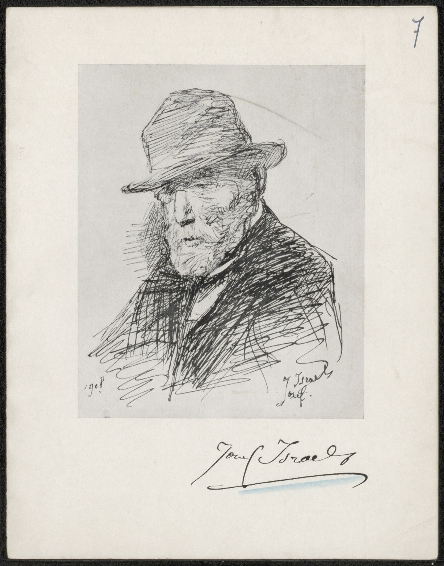 Uitnodiging voor een tentoonstelling van een schilderij van Jozef Israëls by Valadon & Cie. Boussod