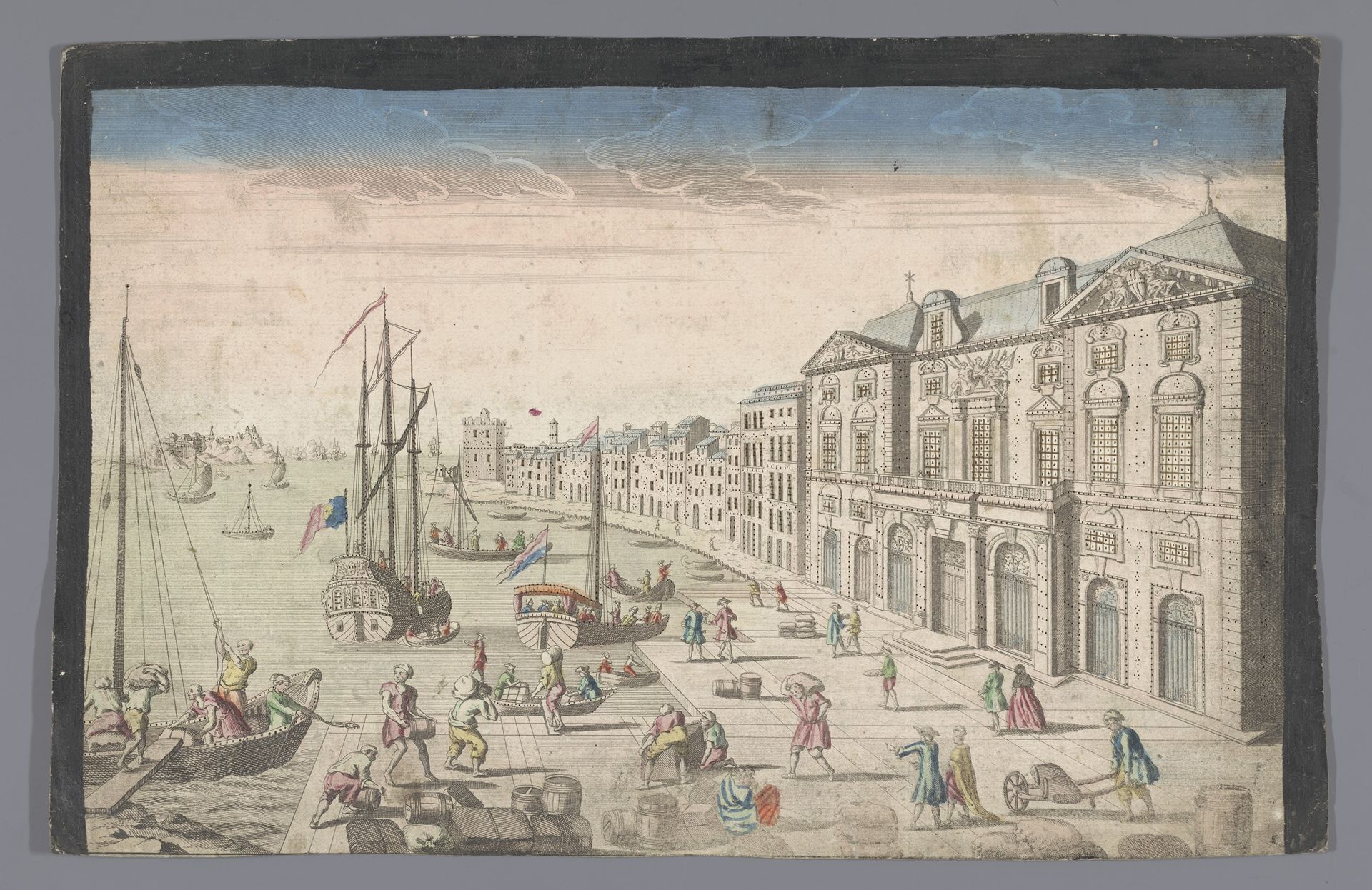 Gezicht op het Stadhuis en de haven te Marseille by Jean-François Daumont