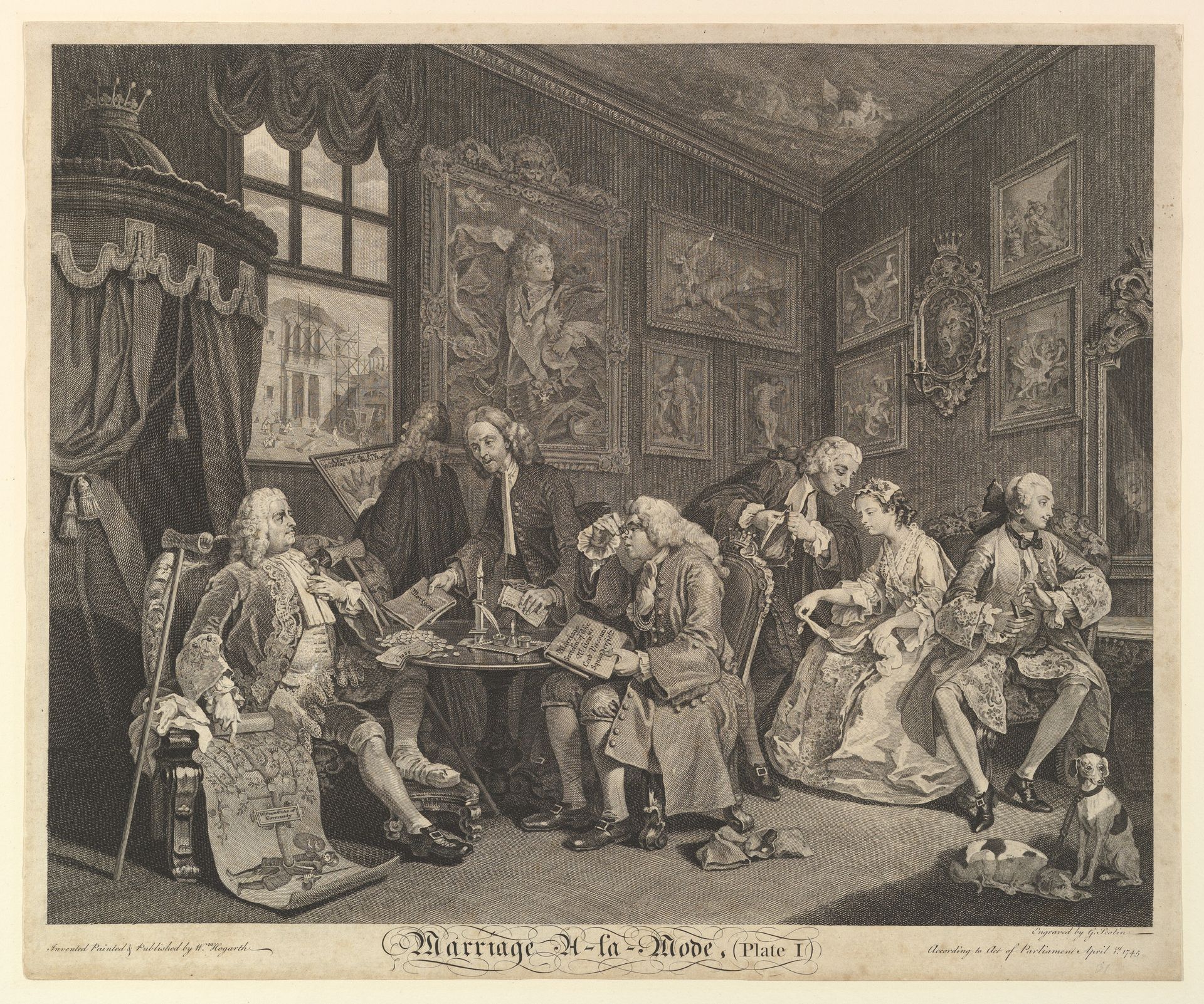 Marriage A-la-Mode, Plate I by Gérard Jean-Baptiste Scotin