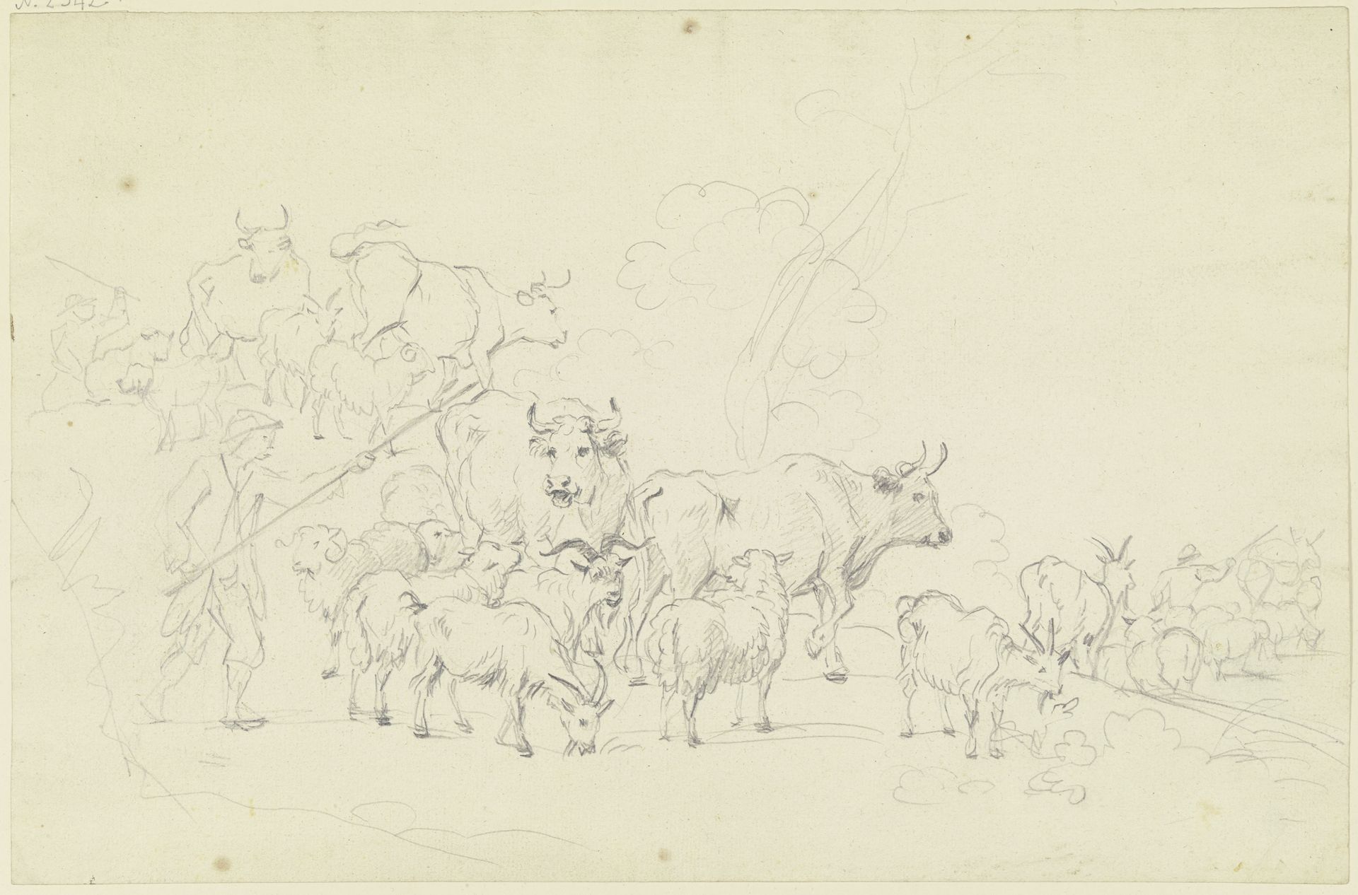 Ziehende Viehherden mit Hirten by Friedrich Wilhelm Hirt